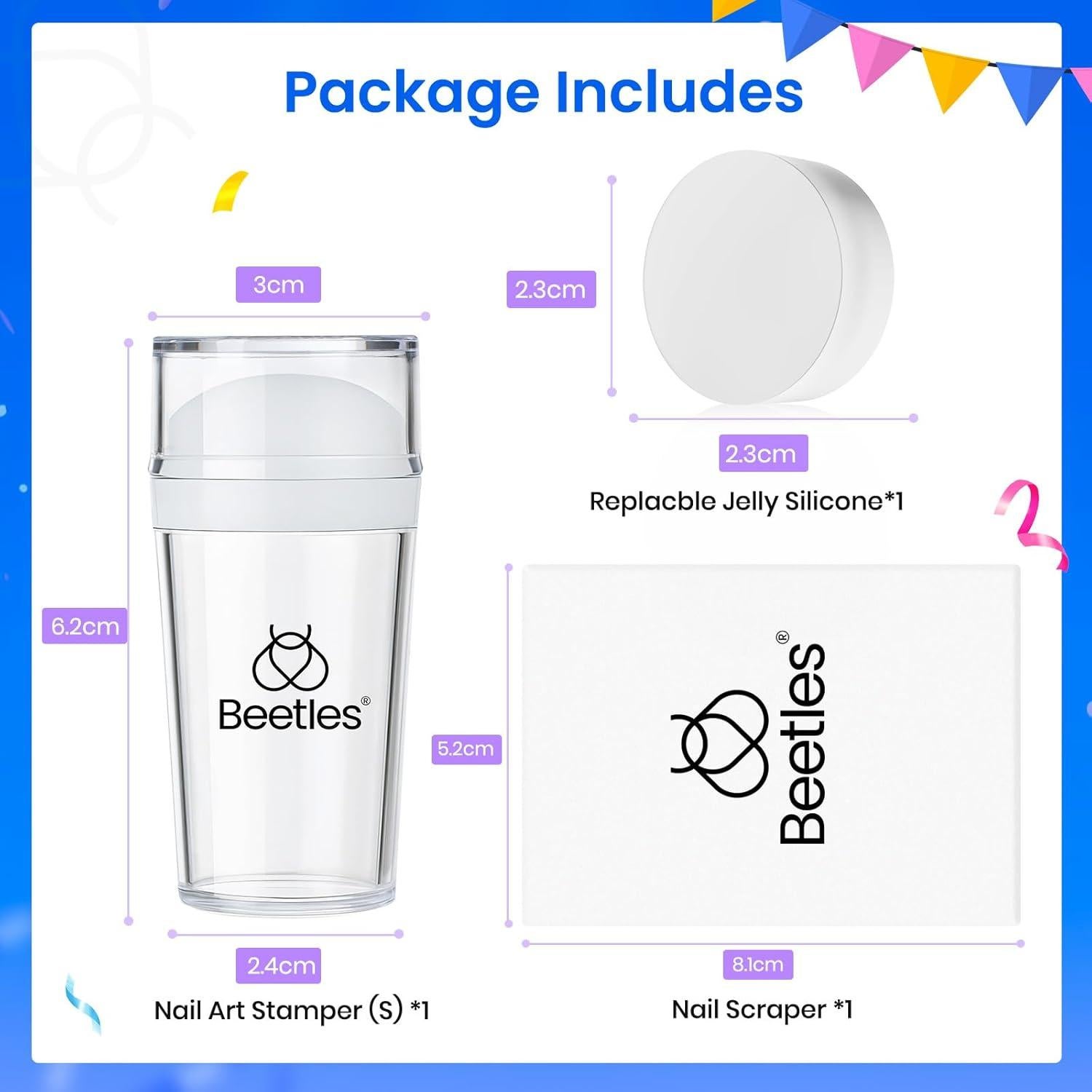 Beetles Sello de Uñas 4Pcs Punta Francesa con Raspadores