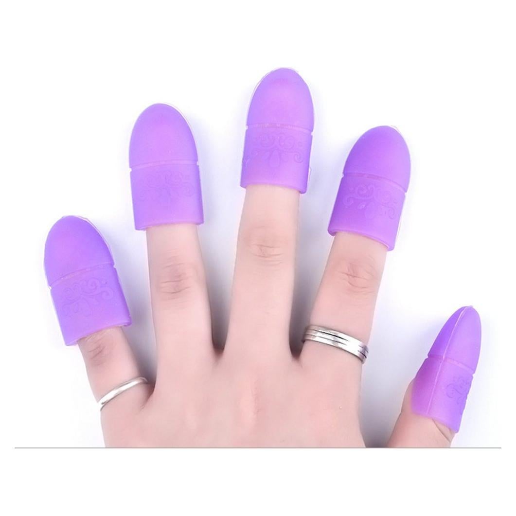10 Capuchones de Silicona Reutilizables para Remover Esmalte UV