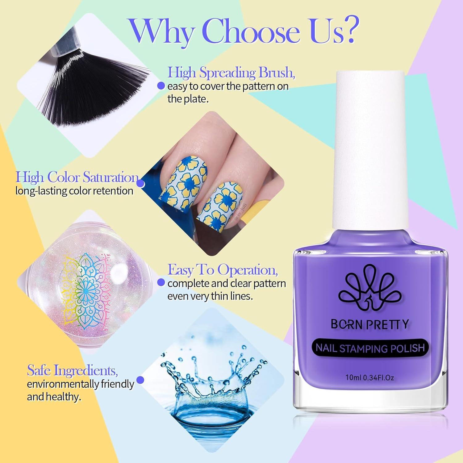 Esmalte de Estampado de Uñas Born Pretty, Set 12 Colores 10ml