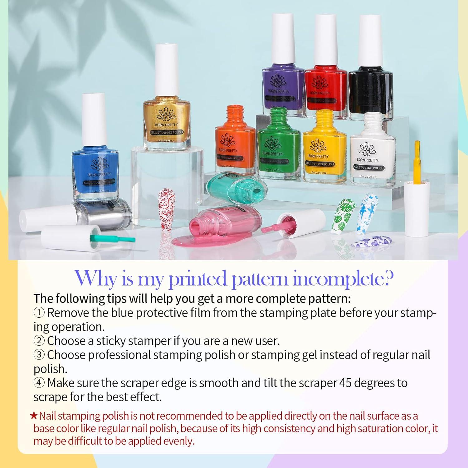 Esmalte de Estampado de Uñas Born Pretty, Set 12 Colores 10ml