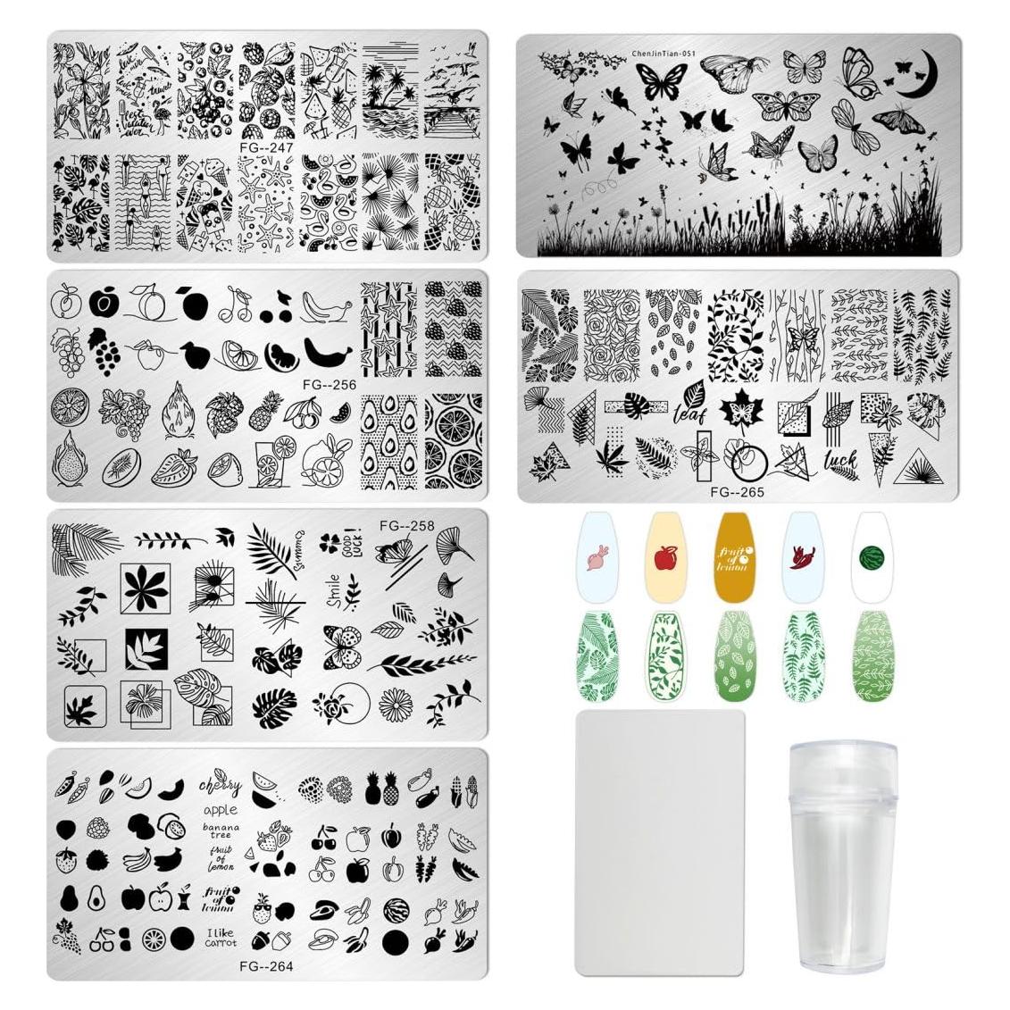 Kit de Estampado de Uñas AddFavor 6 Piezas Verano