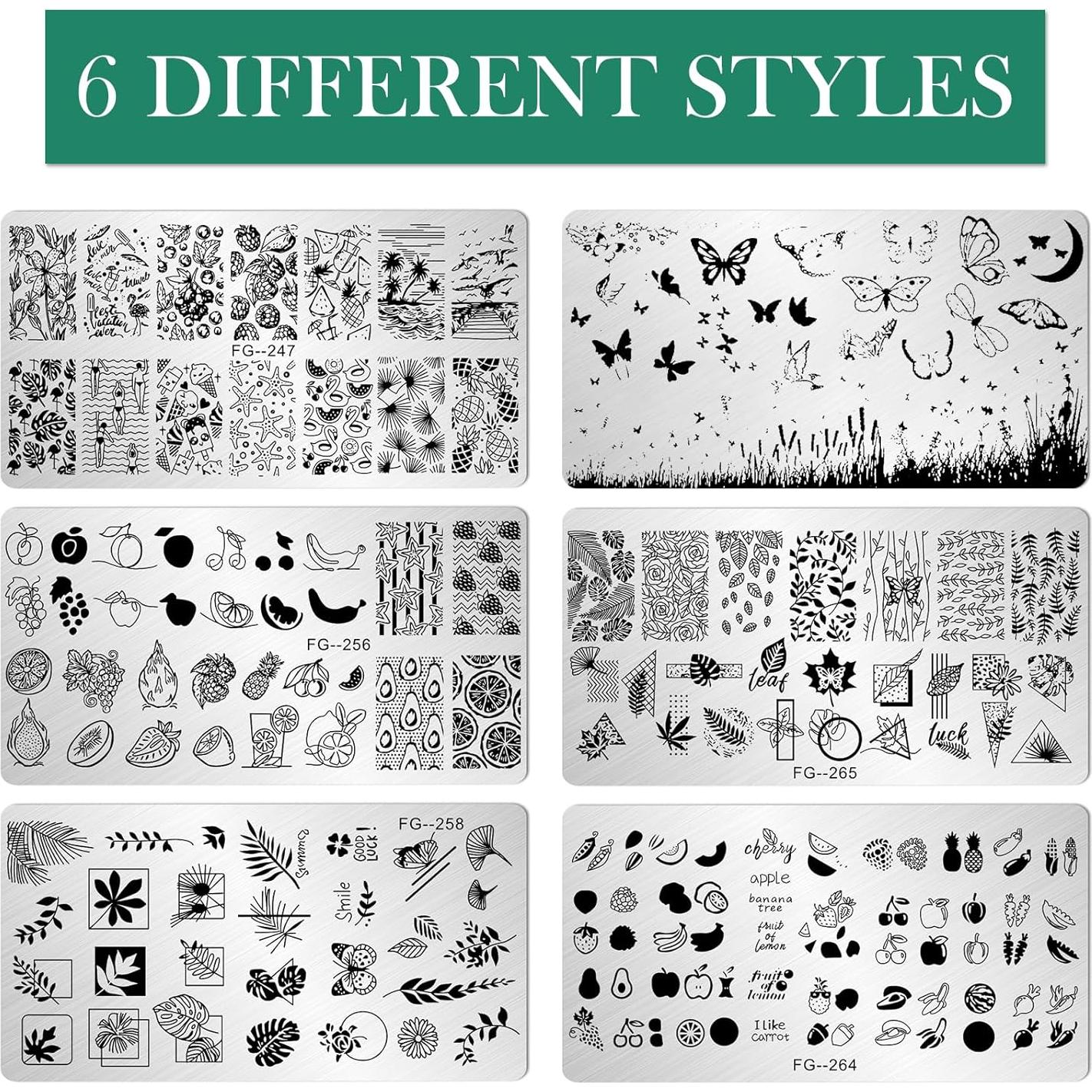 Kit de Estampado de Uñas AddFavor 6 Piezas Verano