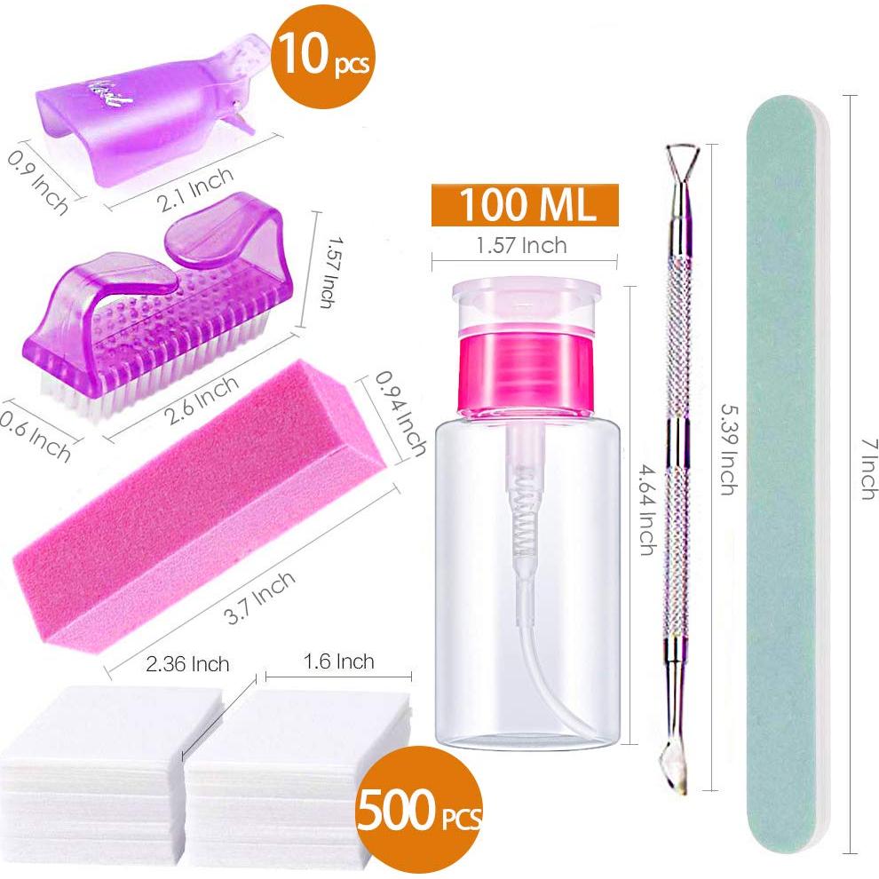 Kit Completo para Quitar Esmalte de Uñas Vashion - 500 Discos, Clips y Más