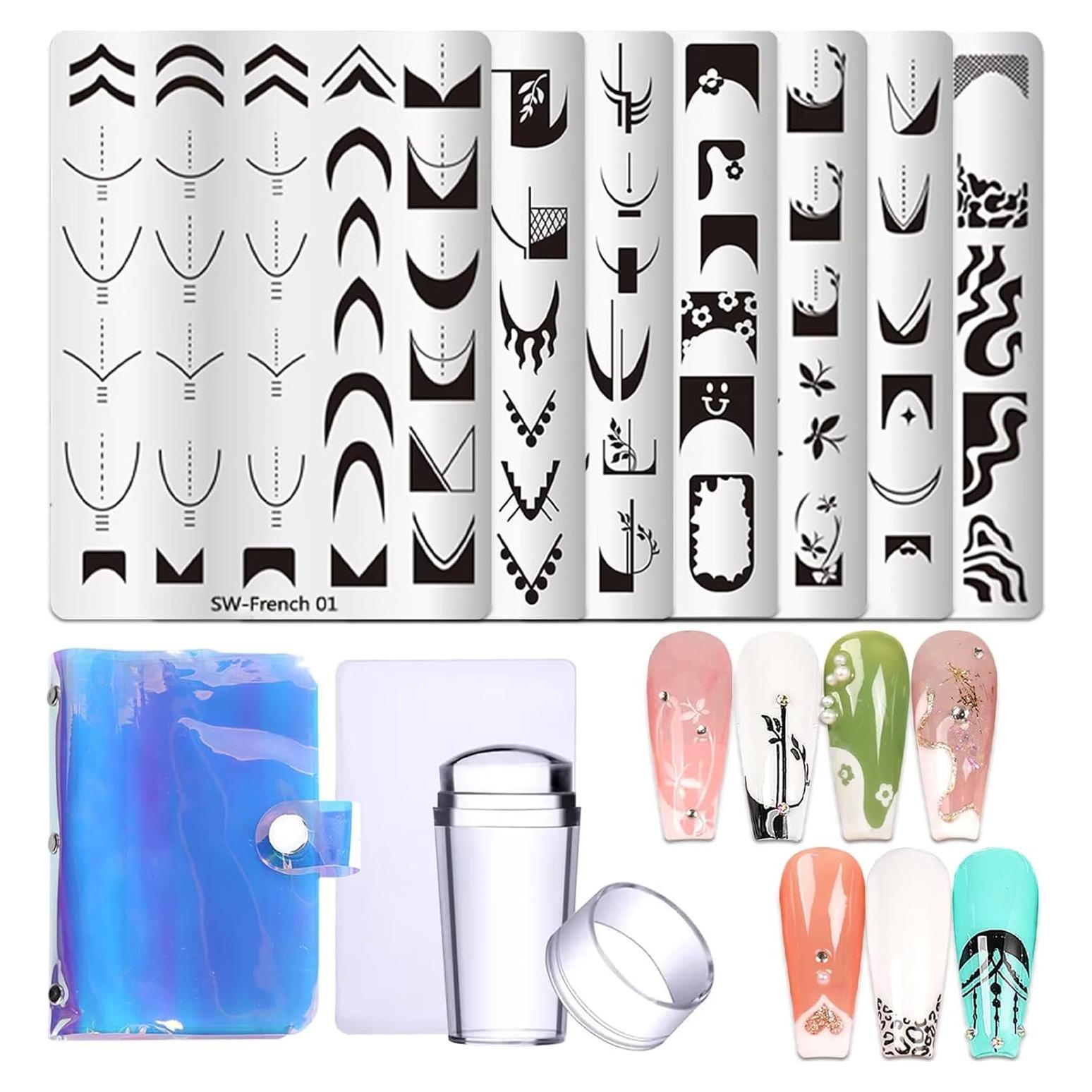 Kit de Estampado de Uñas Francesas STZPRONAIL 10 Piezas