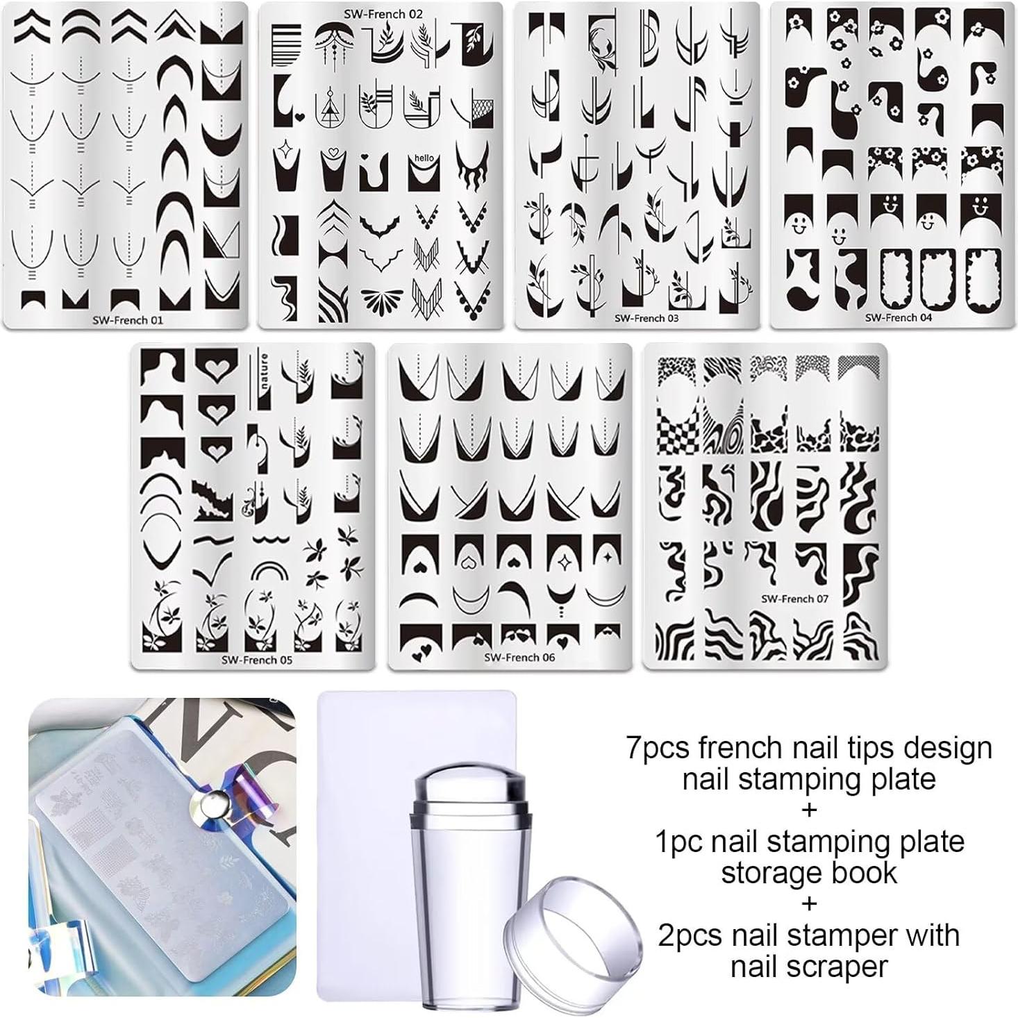 Kit de Estampado de Uñas Francesas STZPRONAIL 10 Piezas