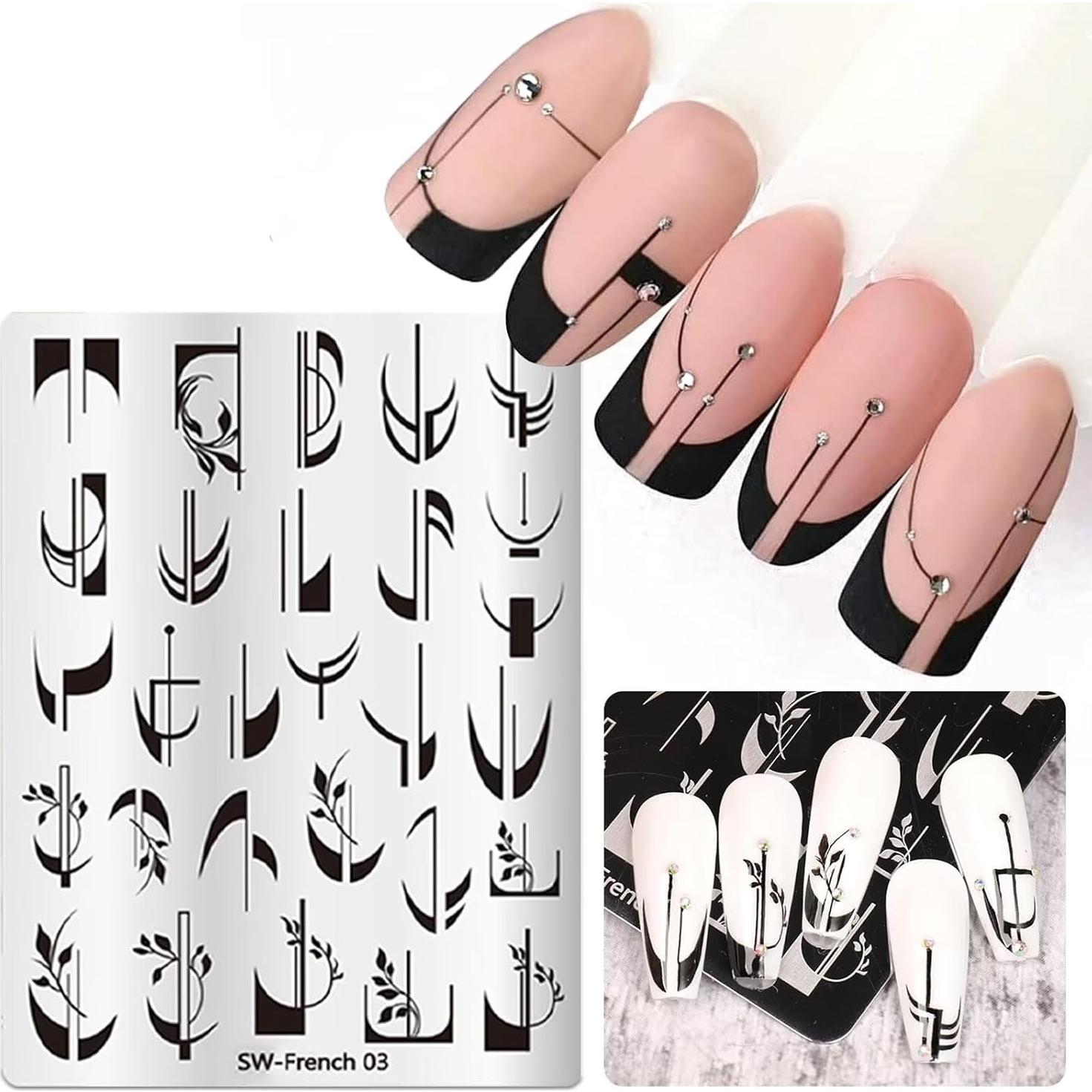 Kit de Estampado de Uñas Francesas STZPRONAIL 10 Piezas