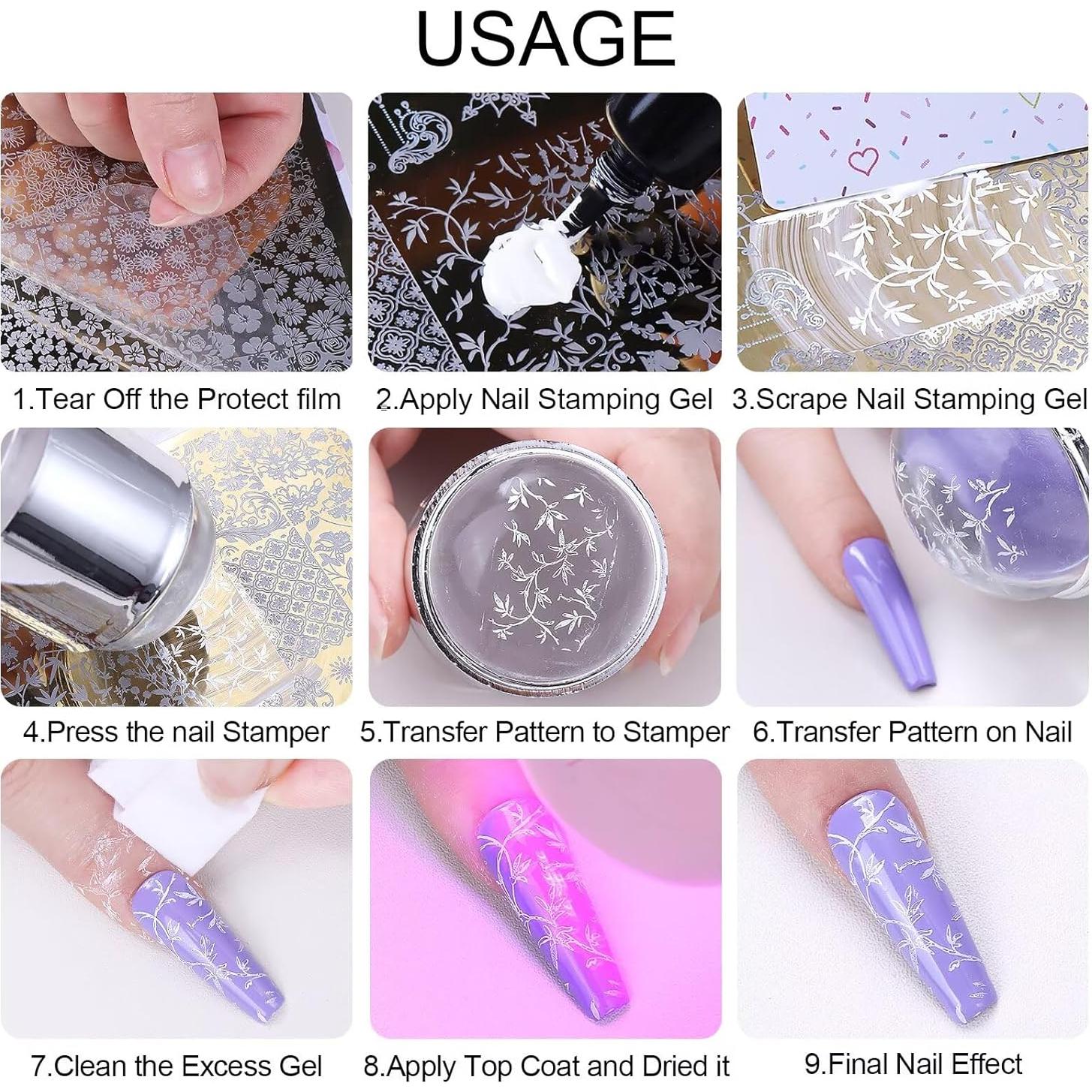 Kit de Estampado de Uñas Francesas STZPRONAIL 10 Piezas