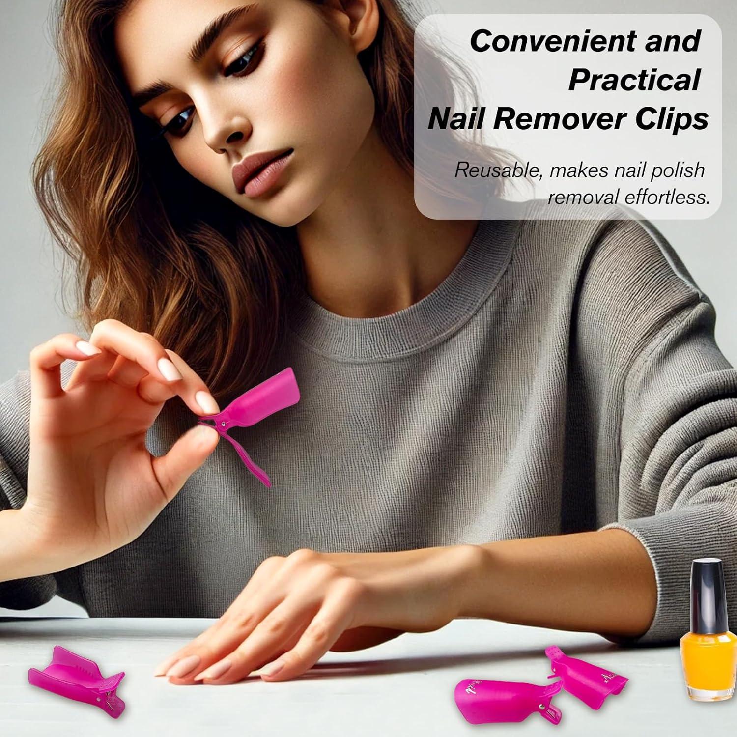 Juego de 20 Clips para Quitar Esmalte UV Jaasuee Rosa