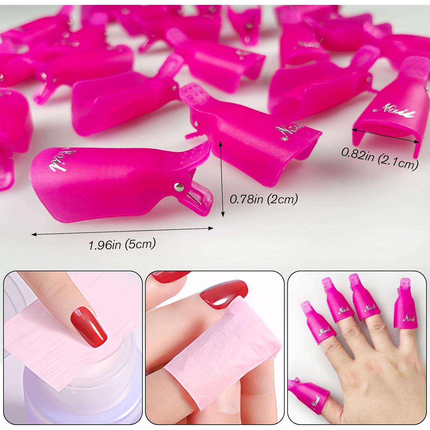 Juego de 20 Clips para Quitar Esmalte UV Jaasuee Rosa