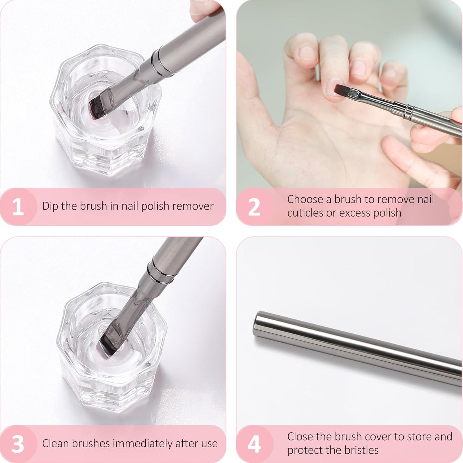 Set de Pinceles de Limpieza para Uñas JASSINS - 3 Pcs Cobre