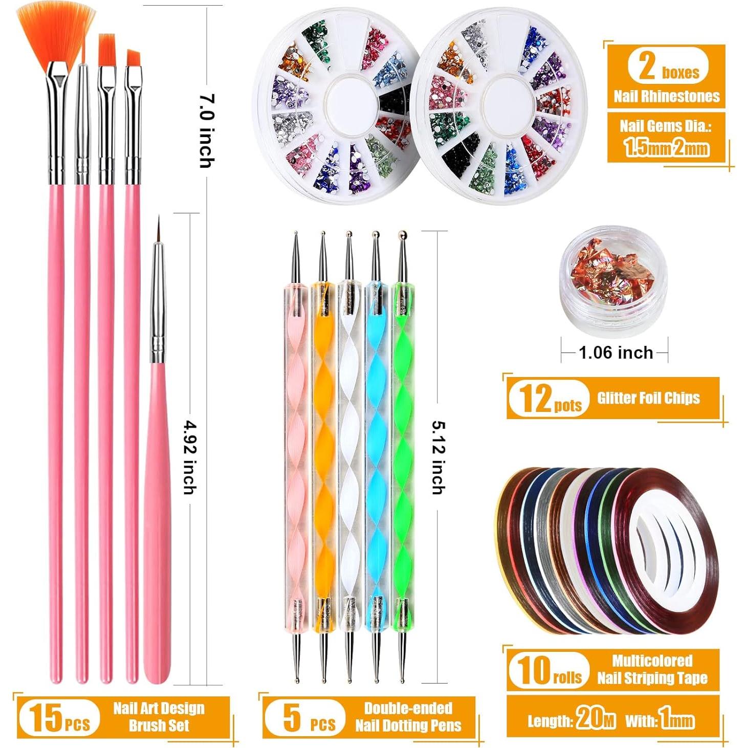 Kit de Arte de Uñas Teenitor con 15 Pinceles y Accesorios