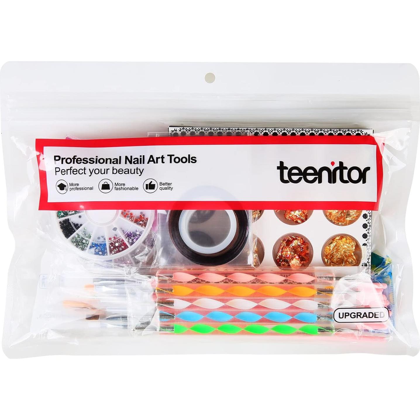 Kit de Arte de Uñas Teenitor con 15 Pinceles y Accesorios