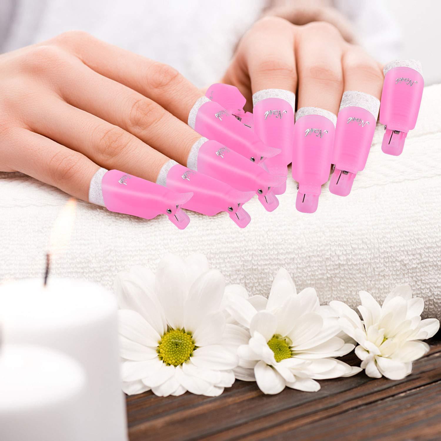 Kit Quitaesmalte Gel MORGLES Rosa con 10 Clips y 300 Discos