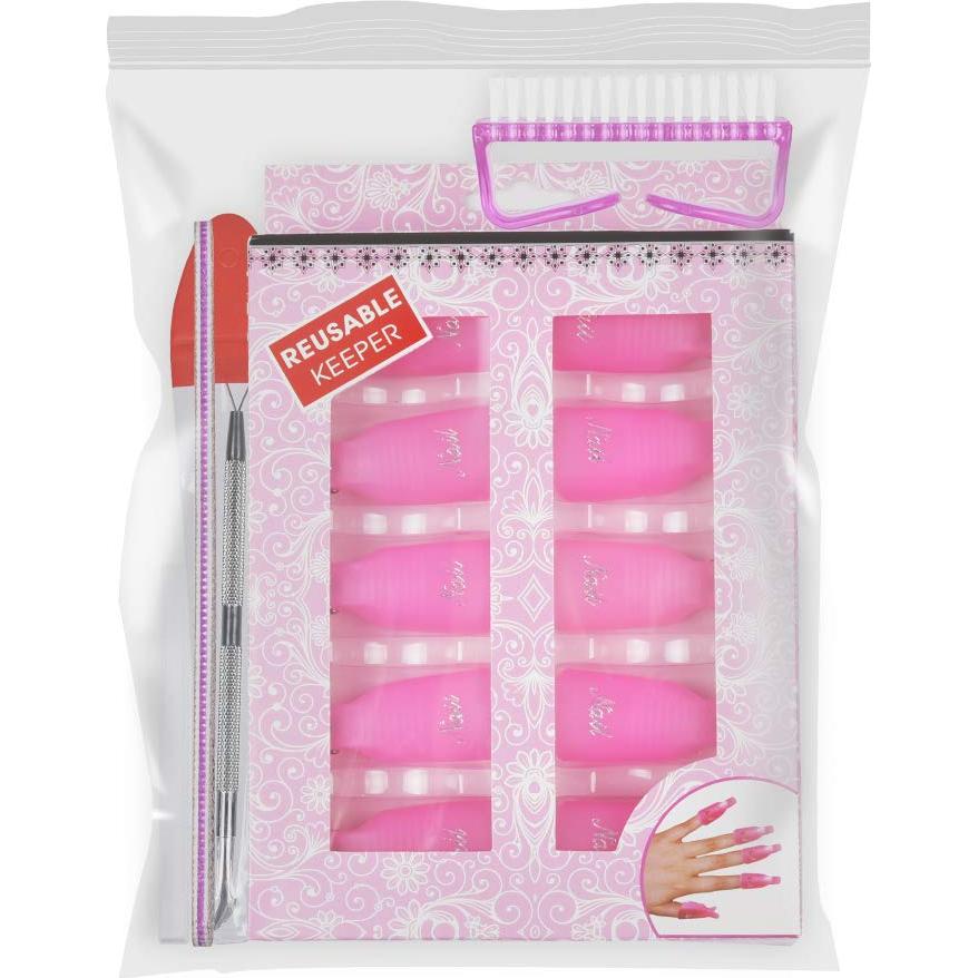 Kit Quitaesmalte Gel MORGLES Rosa con 10 Clips y 300 Discos