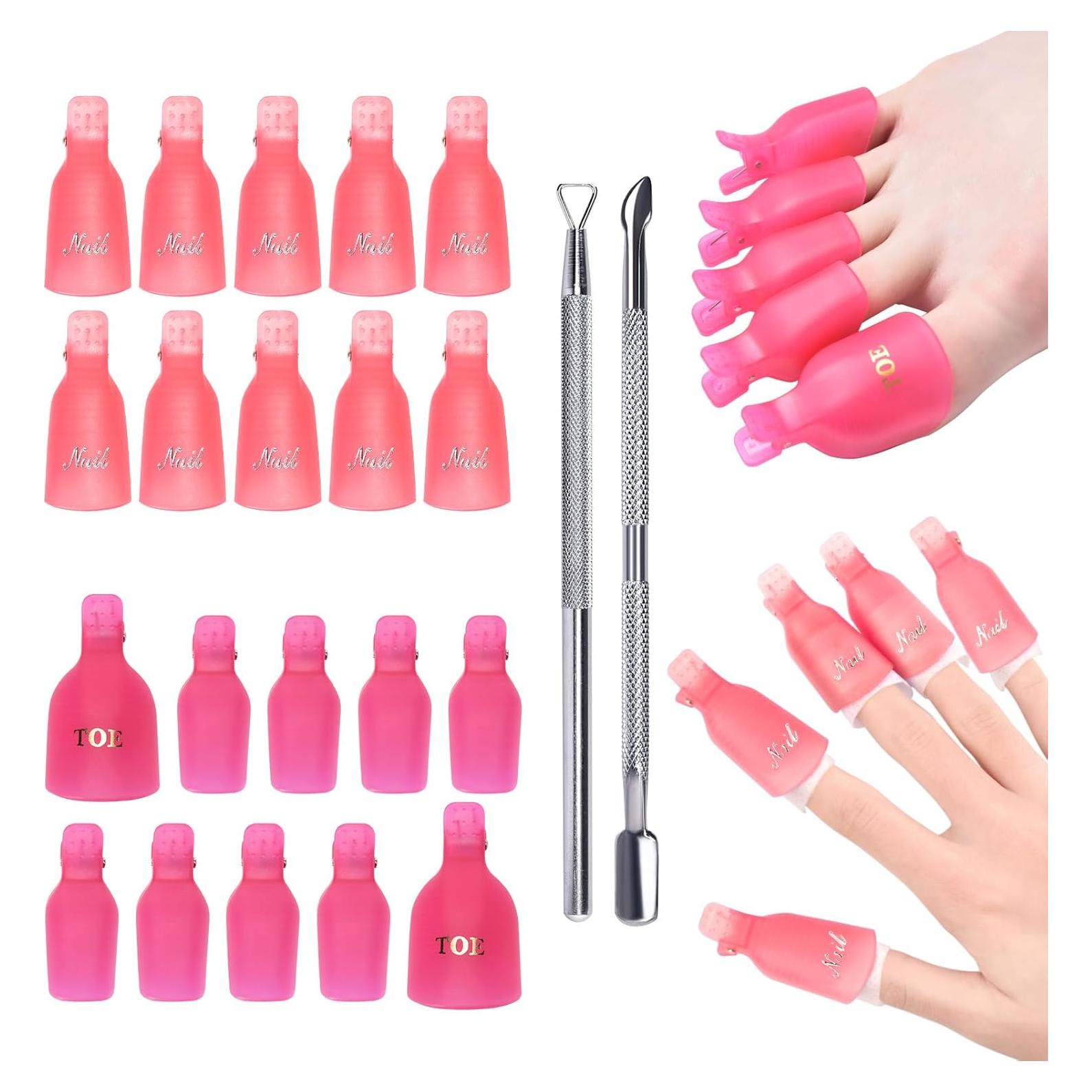 Kit de Clips Removedores de Esmalte de Uñas KAZI 22 Piezas Rosa