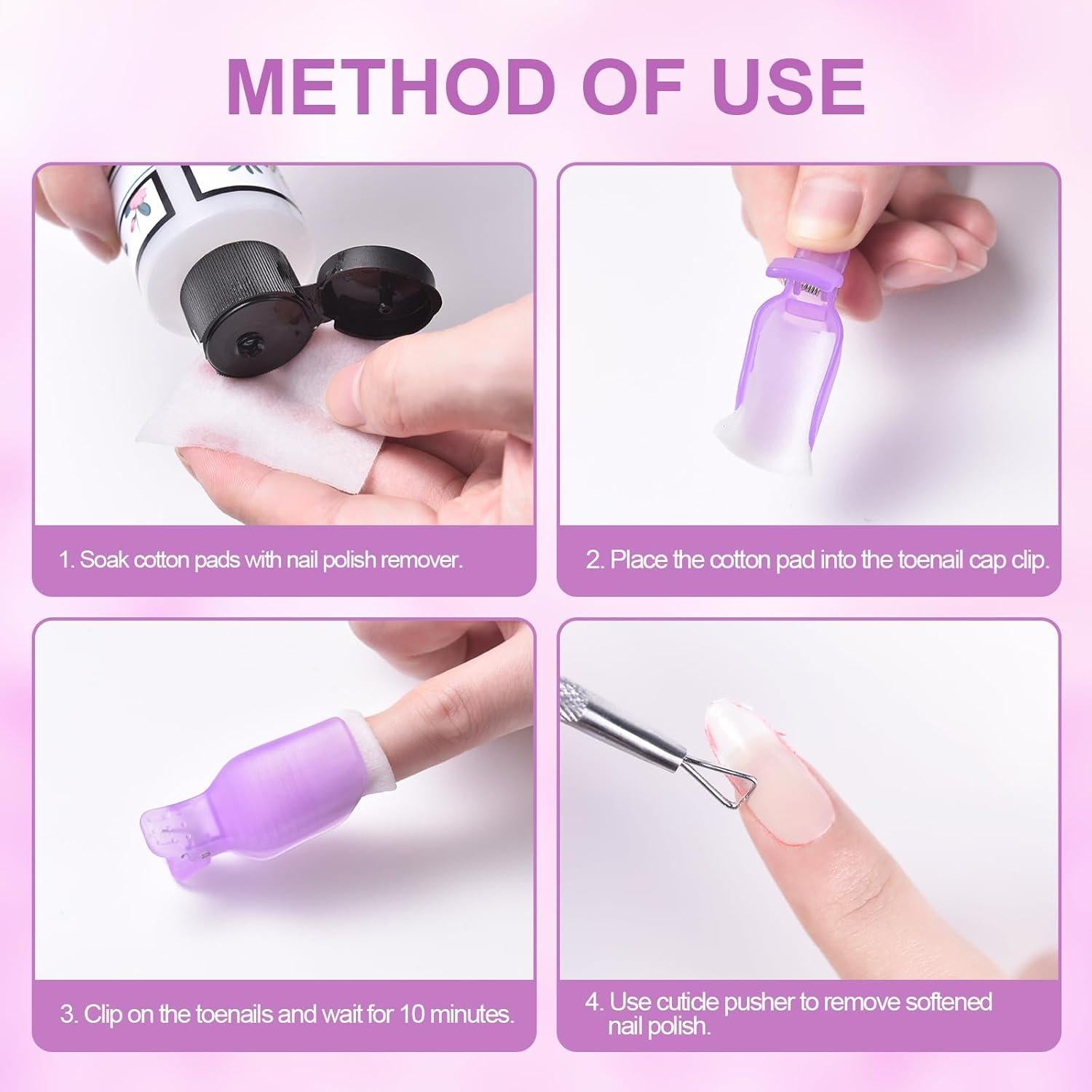 Kit de Clips Removedores de Esmalte de Uñas KAZI 22 Piezas Rosa