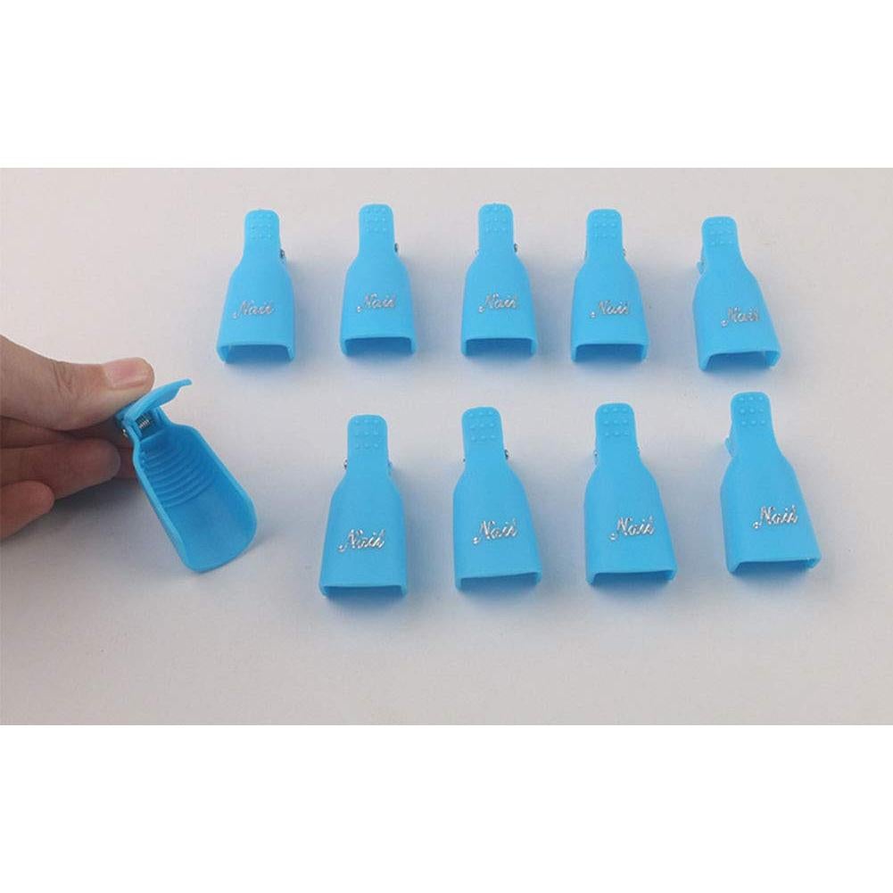 10 Piezas Clip Remover de Uñas Onwon para Esmalte UV Azul
