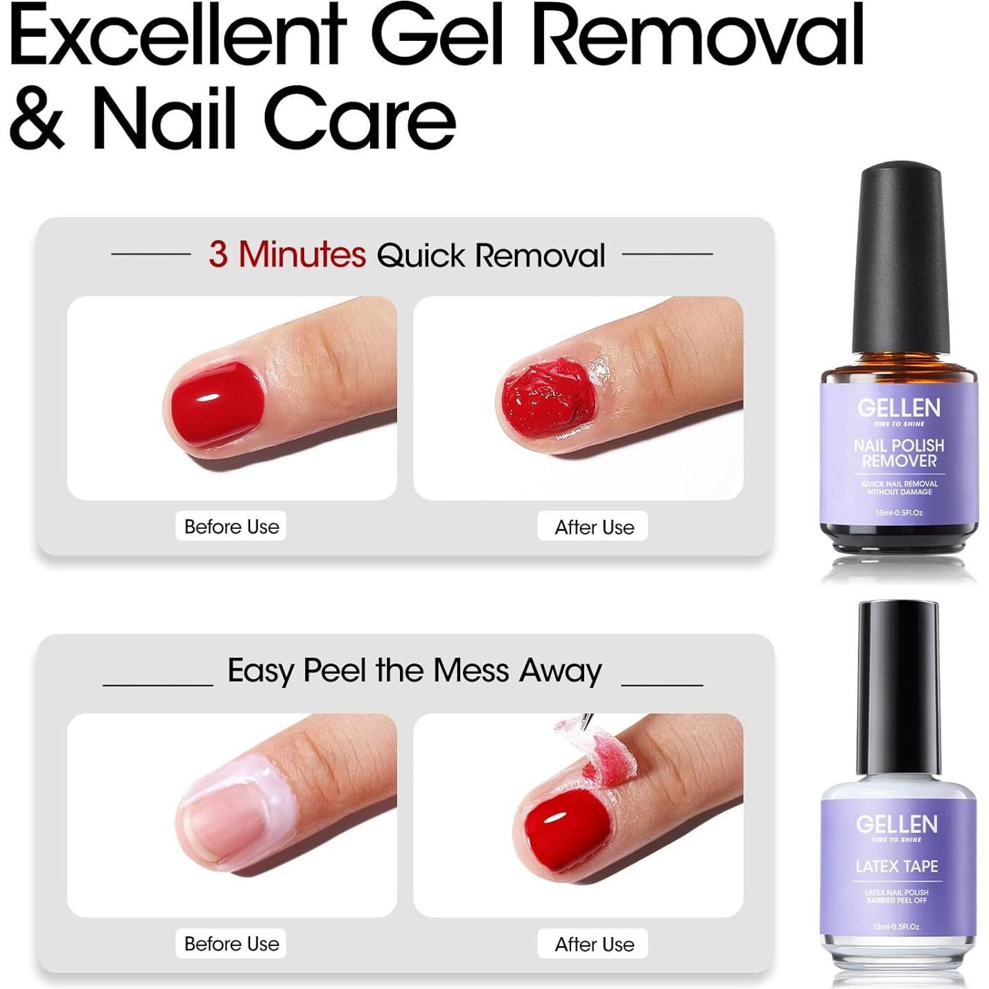 Kit Removedor de Esmalte en Gel Gellen con Cinta de Láttex