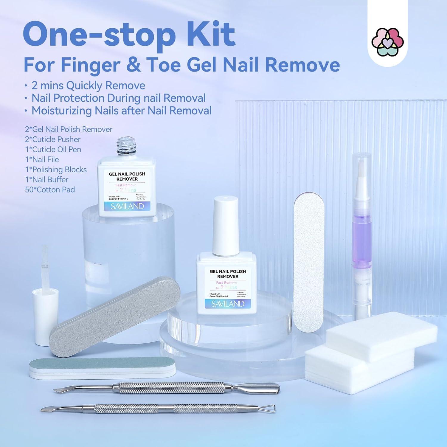 Kit Removedor de Esmalte de Uñas en Gel SAVILAND 15ml 2 Pcs