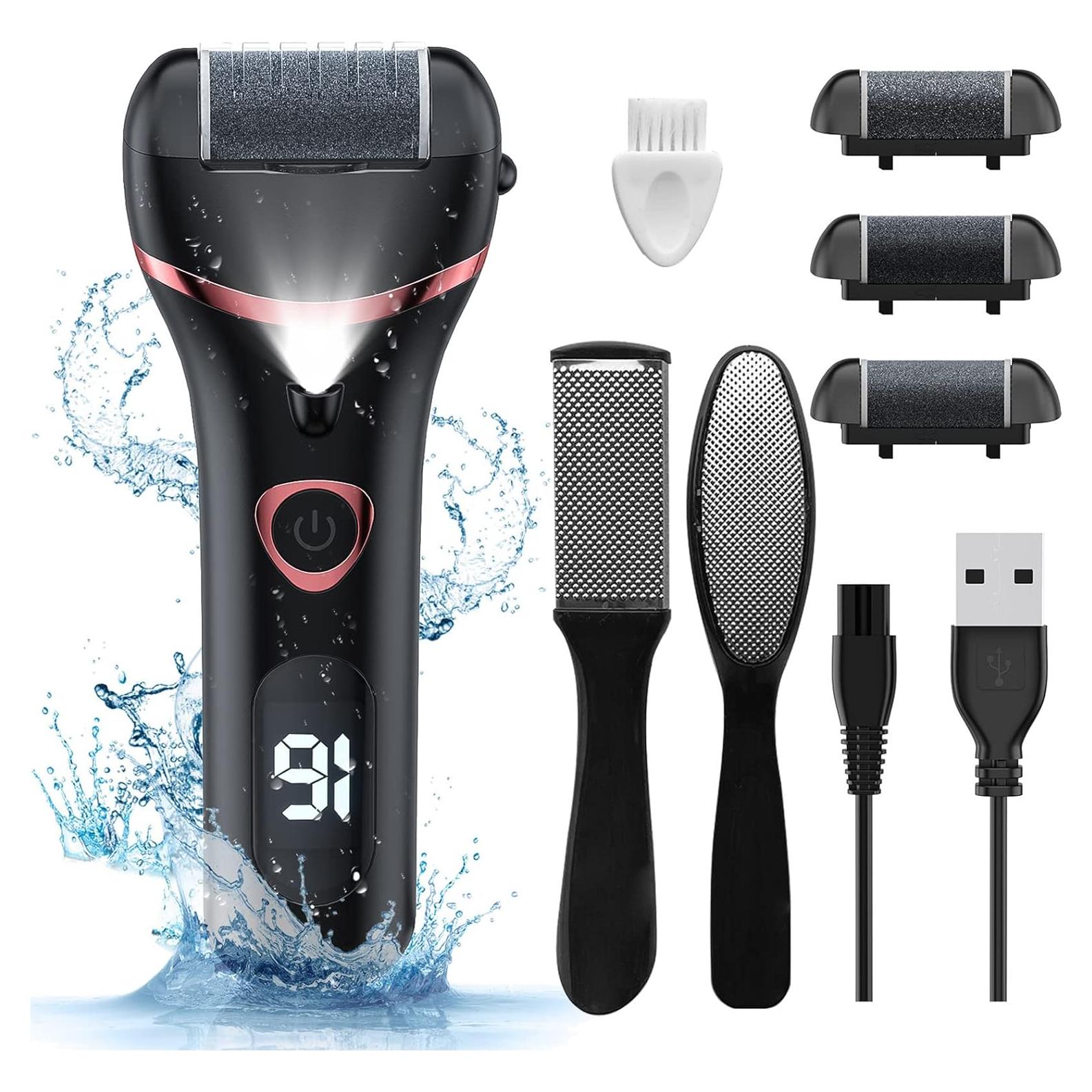 Removedor de Callos Eléctrico Geopu, Kit Pedicura 3 Rodillos