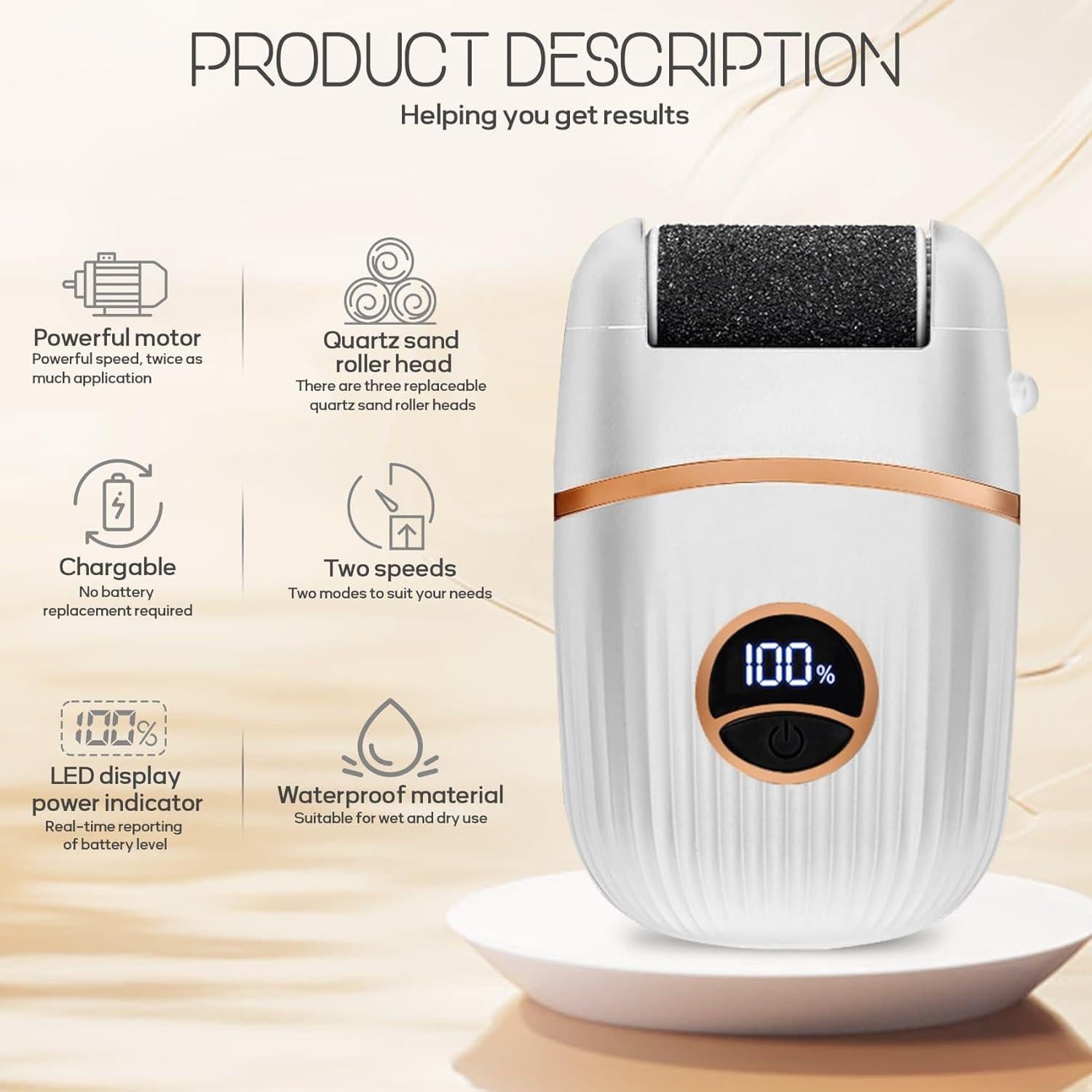 Removedor de Callos Eléctrico Pararose con 3 Cabezas y 2 Velocidades