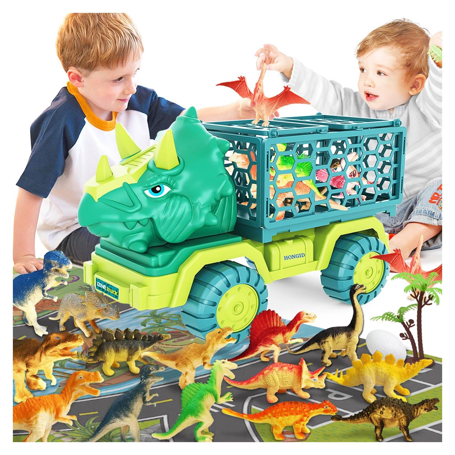 Camión de Dinosaurios HONGID con 15 Figuras y Alfombrilla
