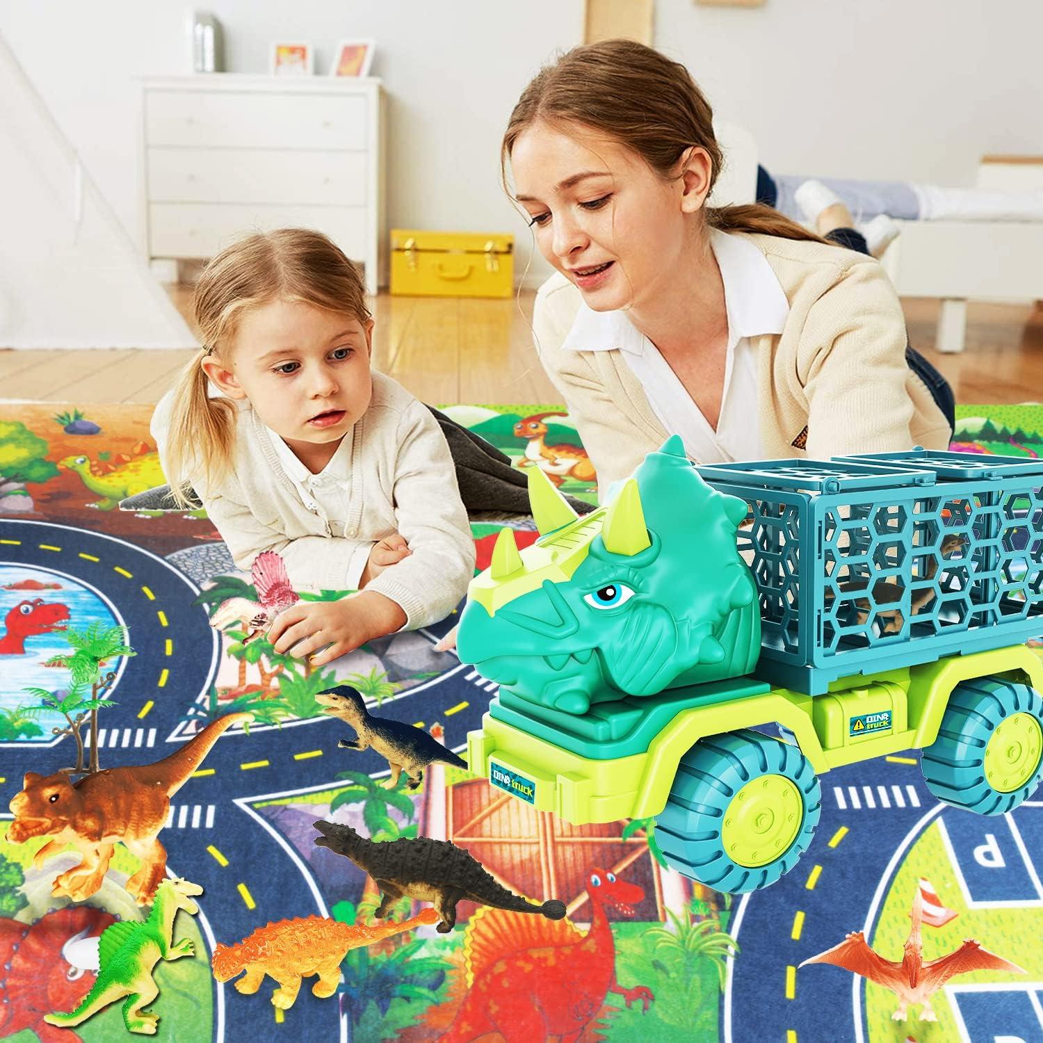 Camión de Dinosaurios HONGID con 15 Figuras y Alfombrilla
