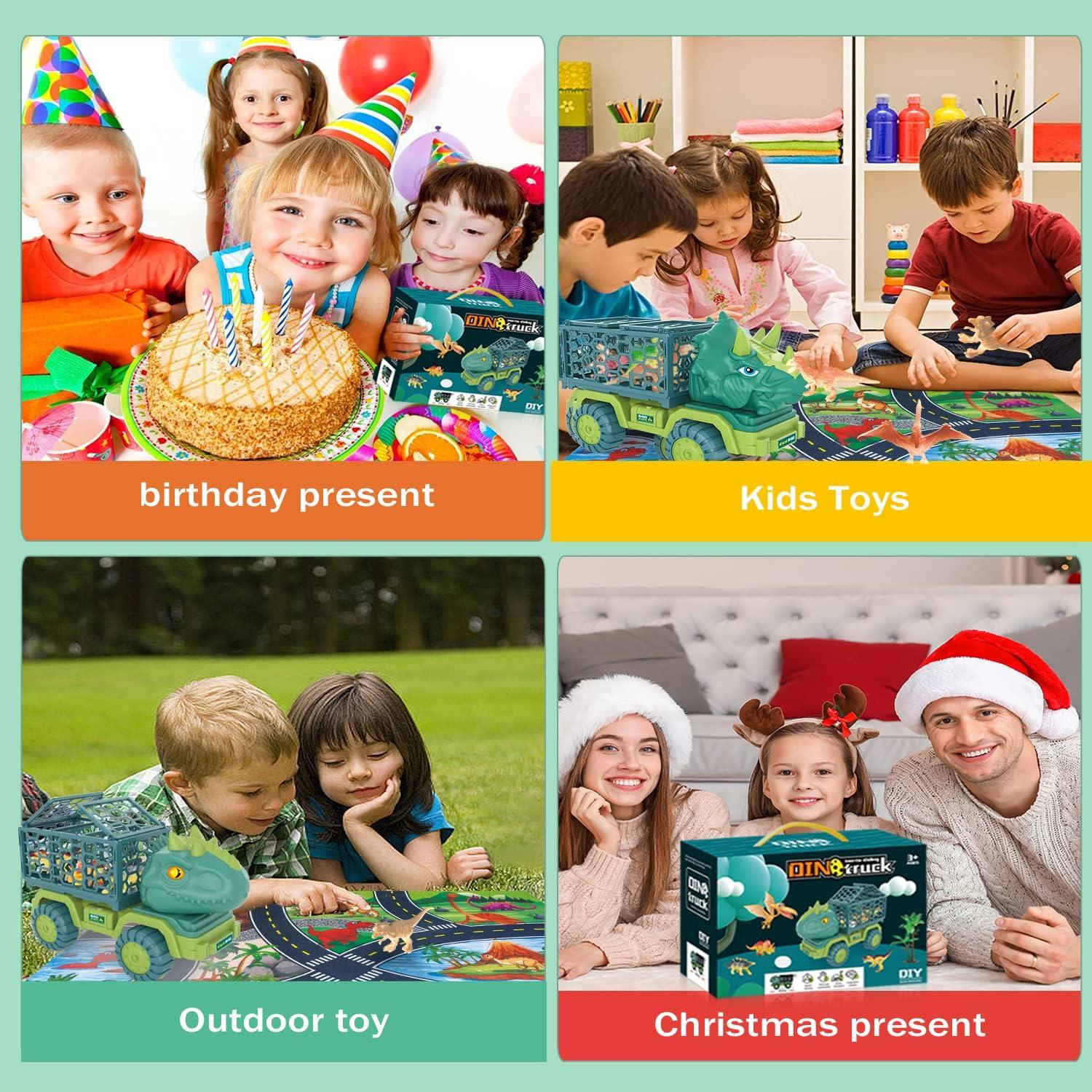 Camión de Dinosaurios HONGID con 15 Figuras y Alfombrilla