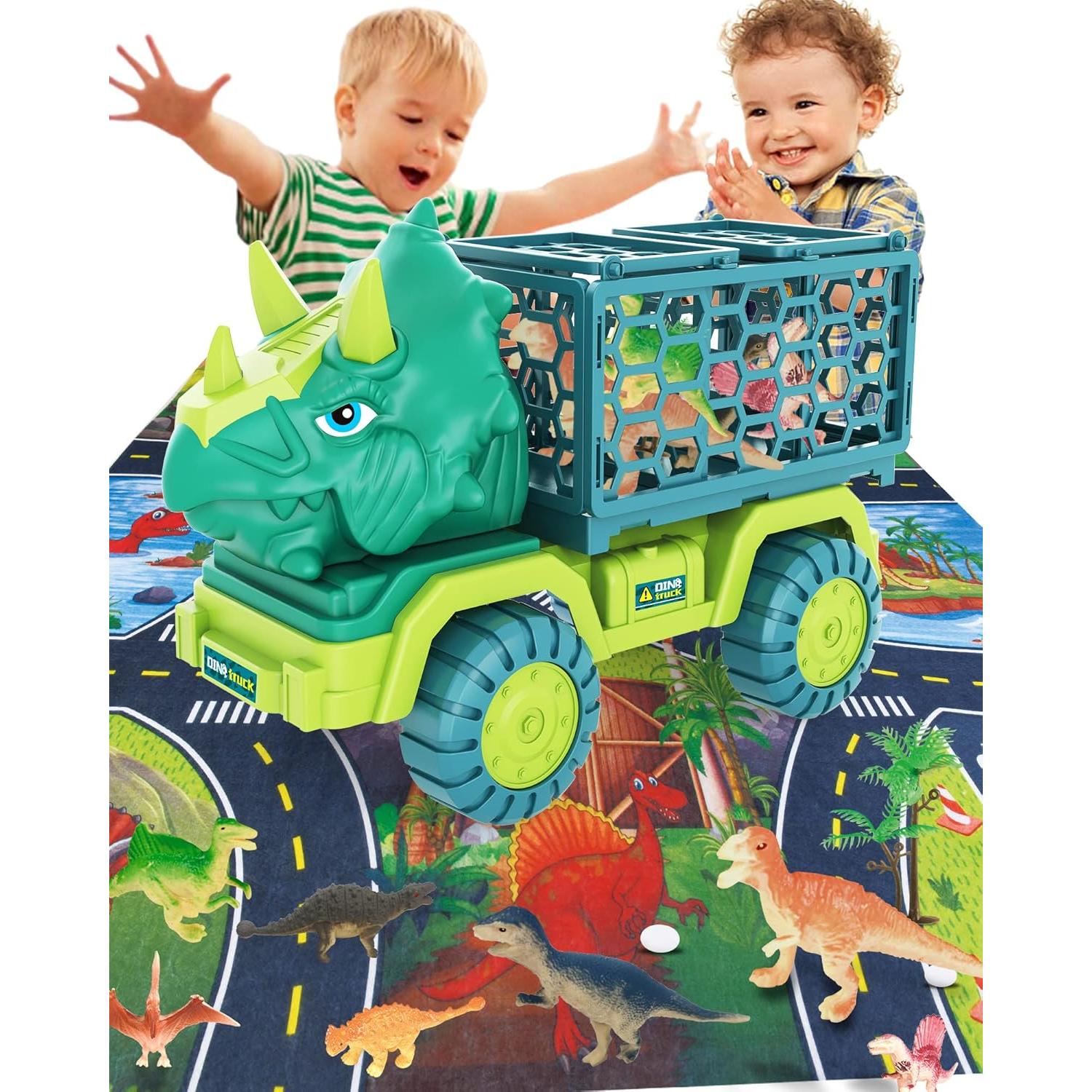 Camión de Dinosaurios HONGID con 15 Figuras y Alfombrilla