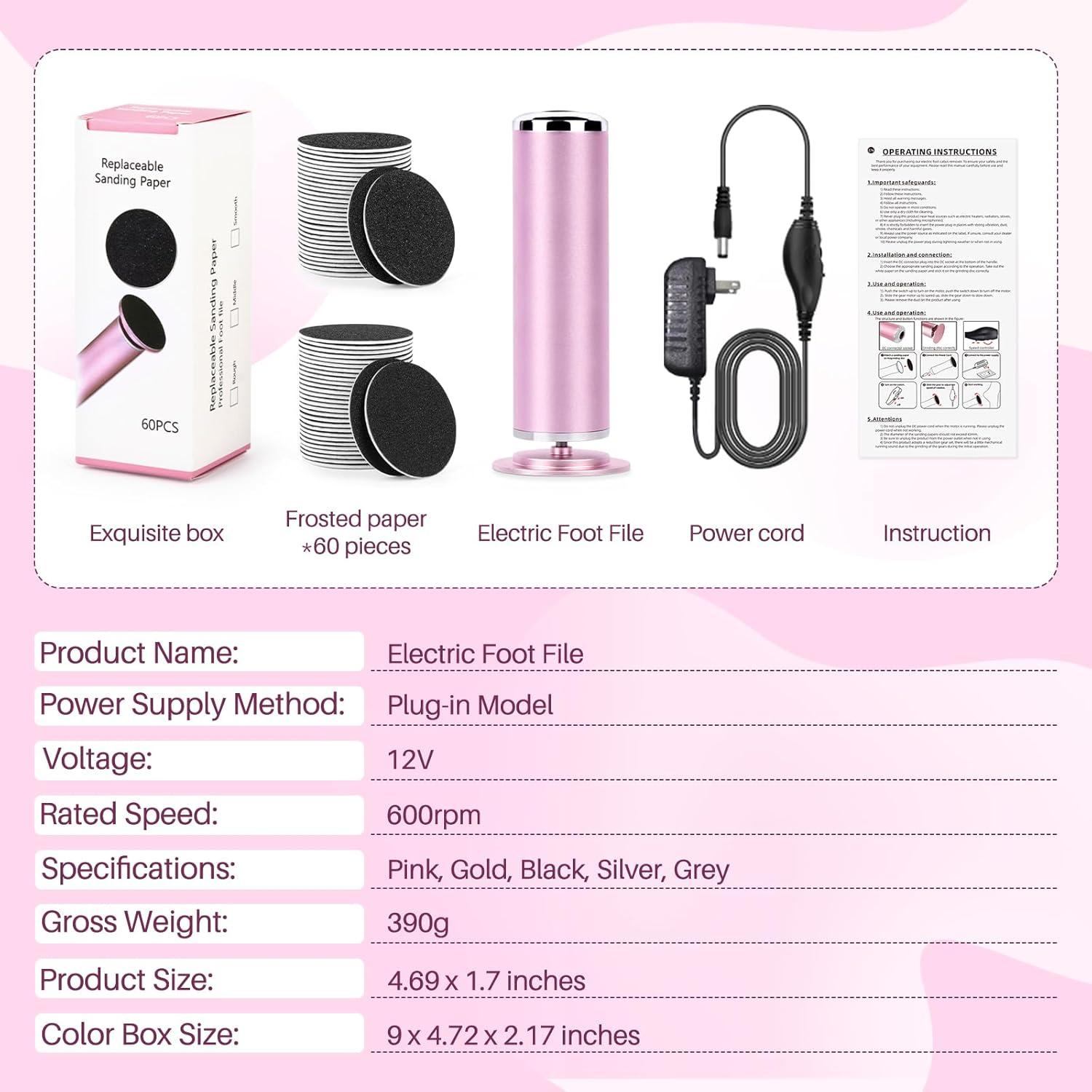 Removedor de Callos Eléctrico LIONVISON con 60 Discos de Lija