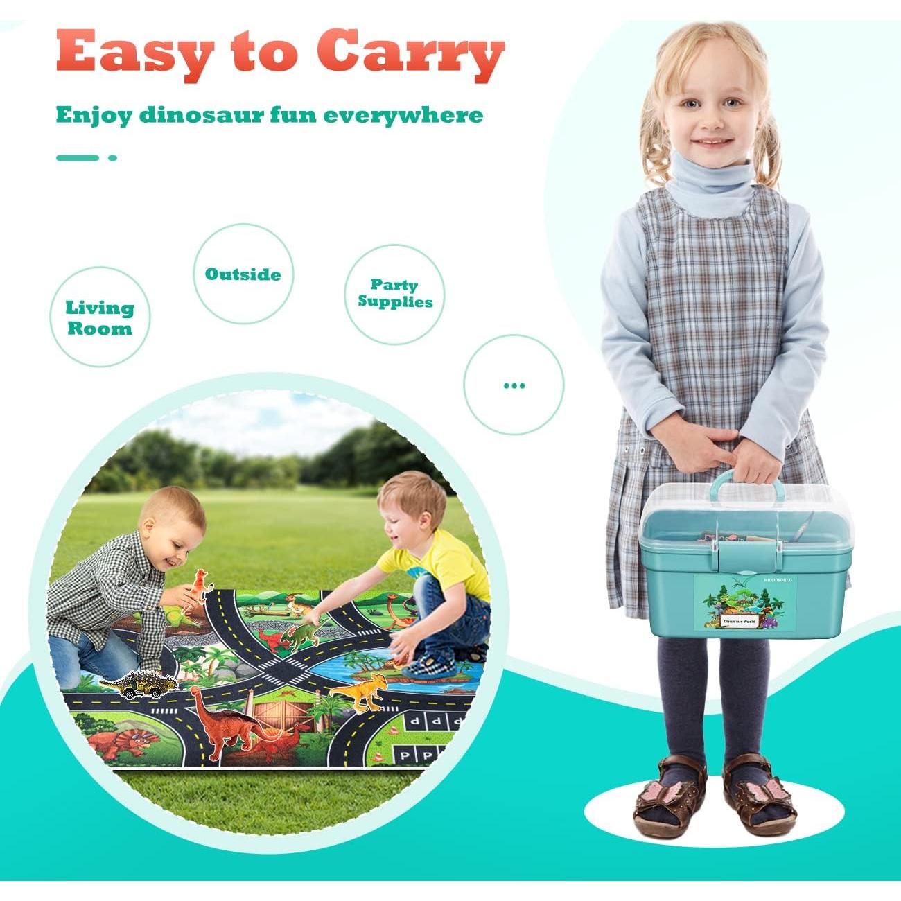 Set de Juguetes de Dinosaurios Kiddiworld con Alfombra