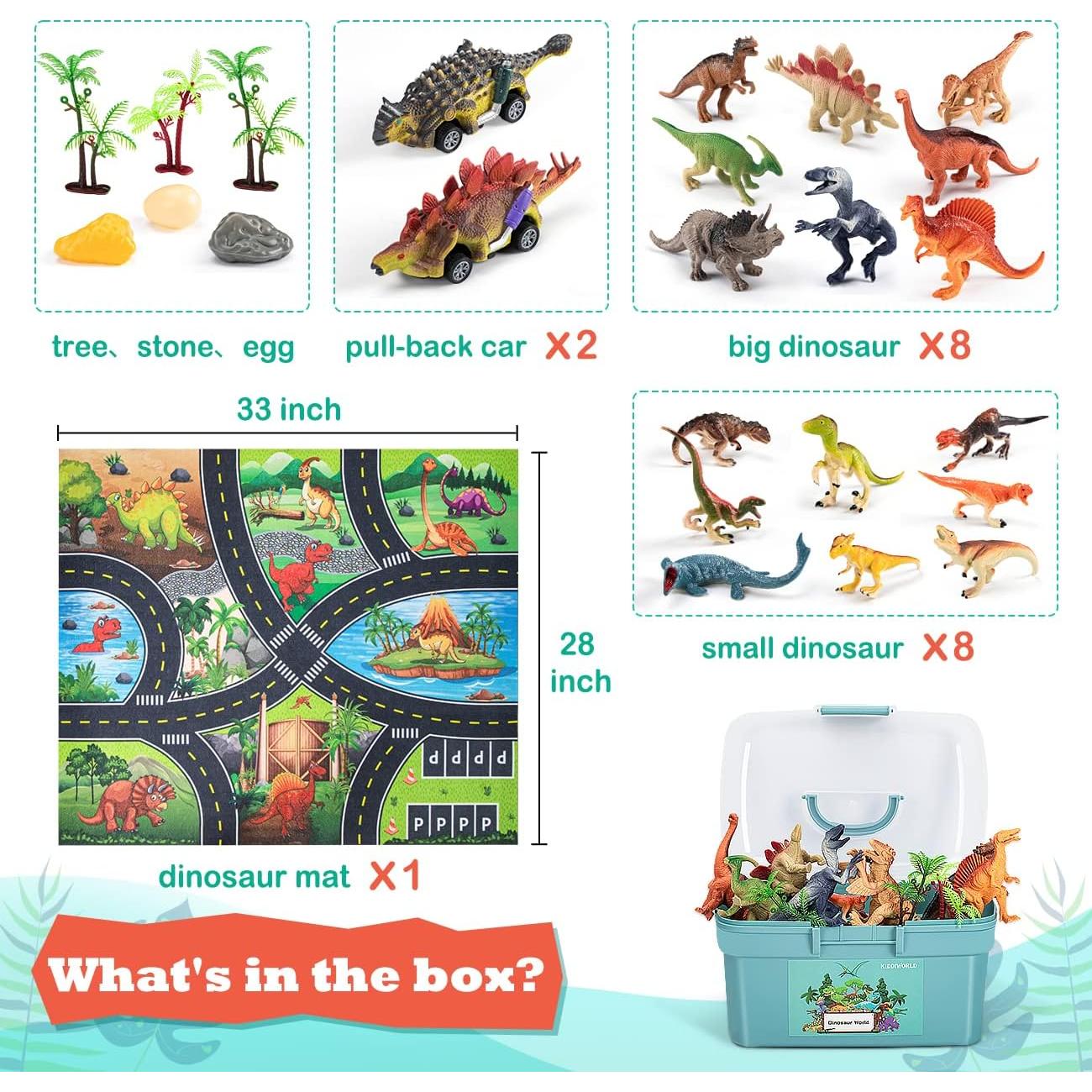 Set de Juguetes de Dinosaurios Kiddiworld con Alfombra