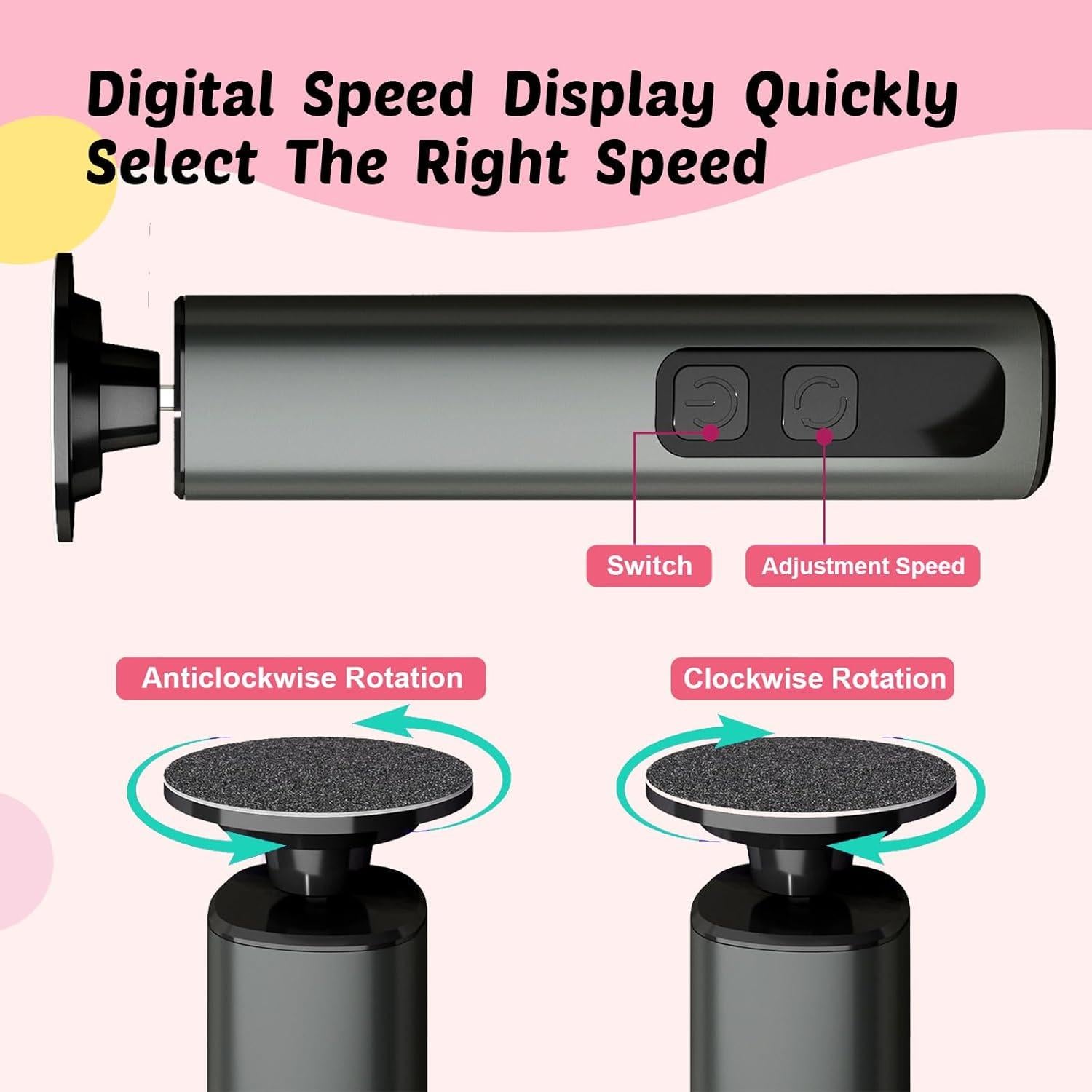 Removedor de Callos Eléctrico Dongguan FR10, 9 Velocidades, Carga Tipo-C