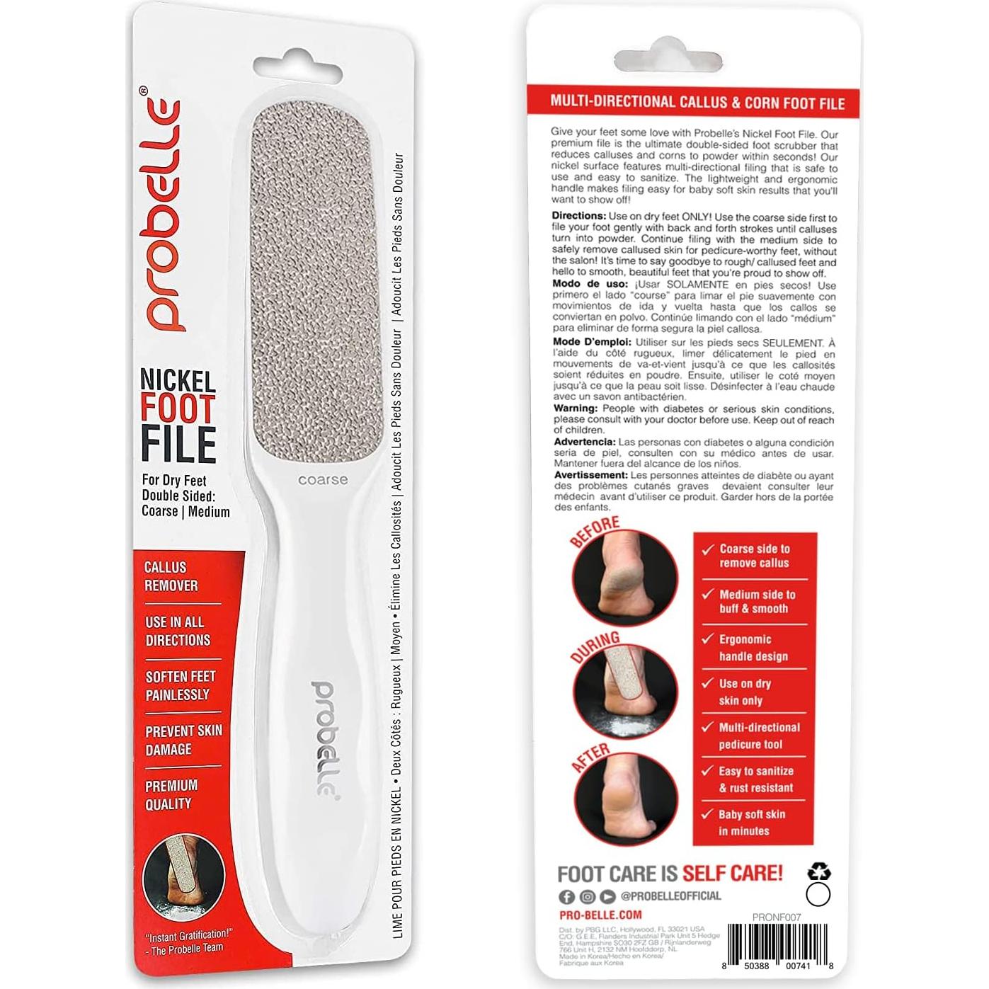 Lima de Pie Doble Cara ProBelle Níquel - Cuida Pies Suaves