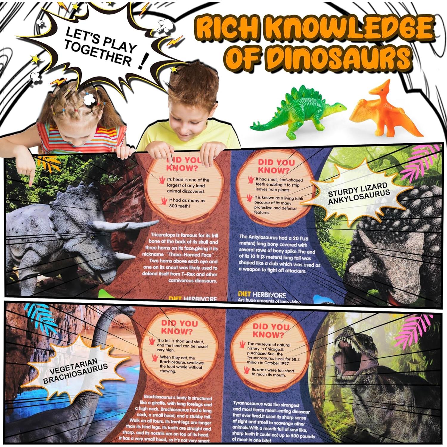 Juguetes de Dinosaurios IVOXEX con Libro de Sonidos y 12 Figuras