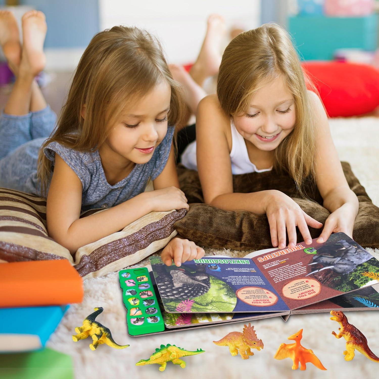 Juguetes de Dinosaurios IVOXEX con Libro de Sonidos y 12 Figuras