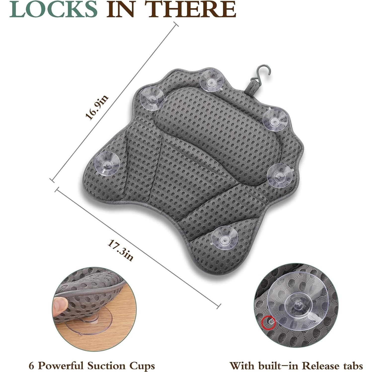 Almohada de Baño RUVINCE Ergonómica con Ventosas 4D