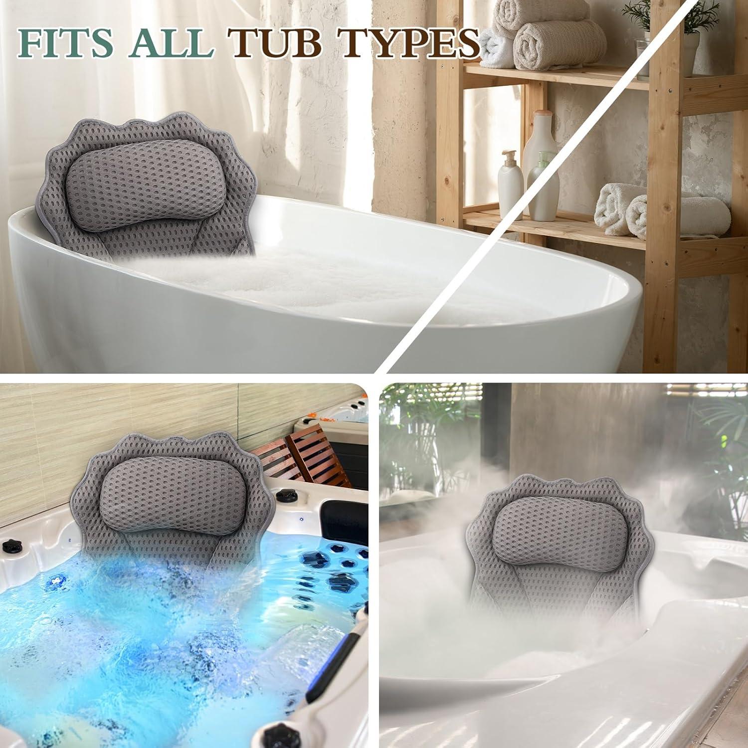 Almohada de Baño RUVINCE Ergonómica con Ventosas 4D