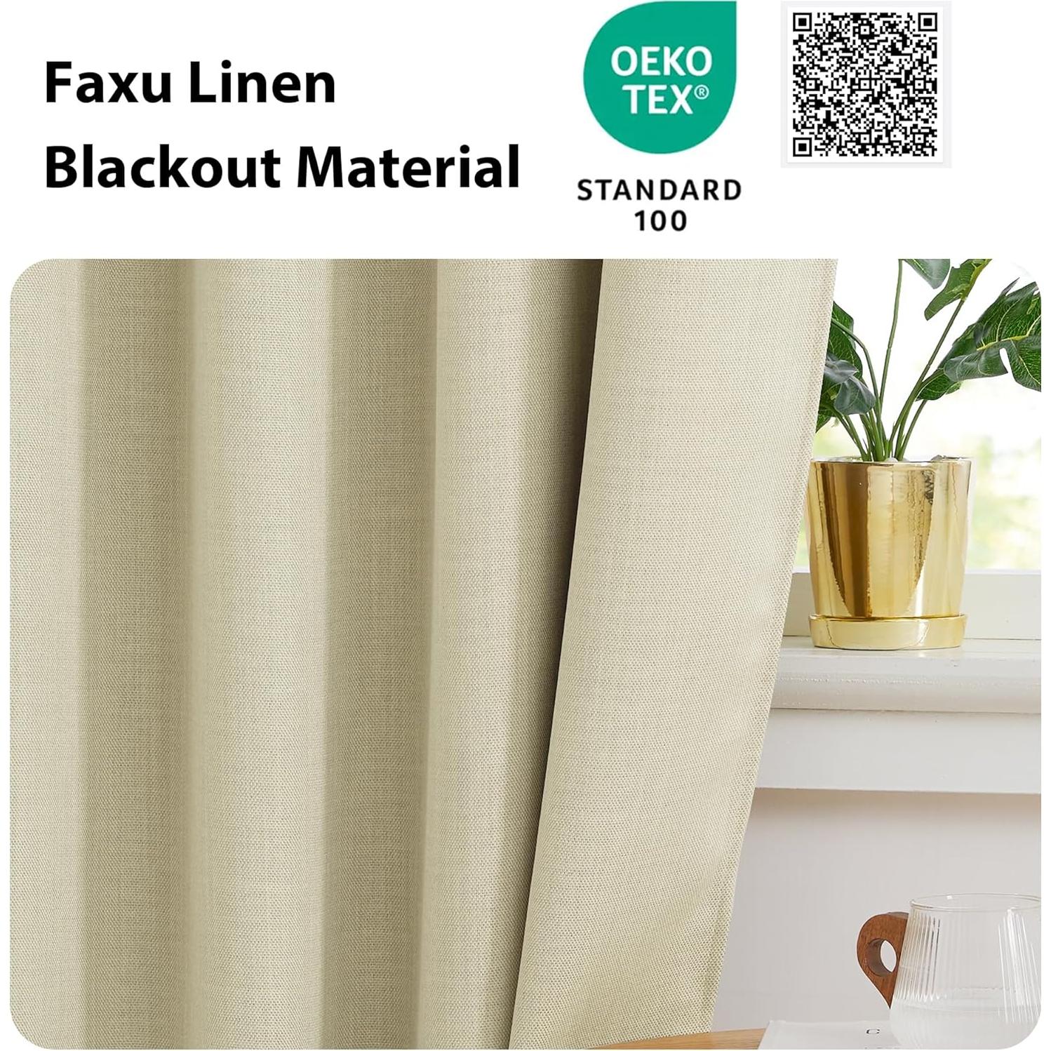 Cortinas de Cocina NICETOWN 132 x 46 cm Aislantes Beige