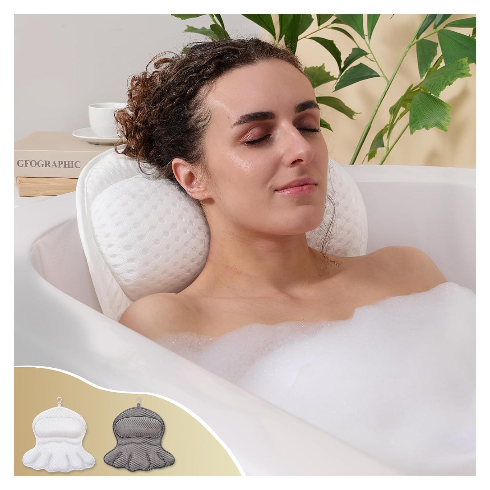 Almohada de Baño Binobella Blanca con Ventosas Antideslizantes
