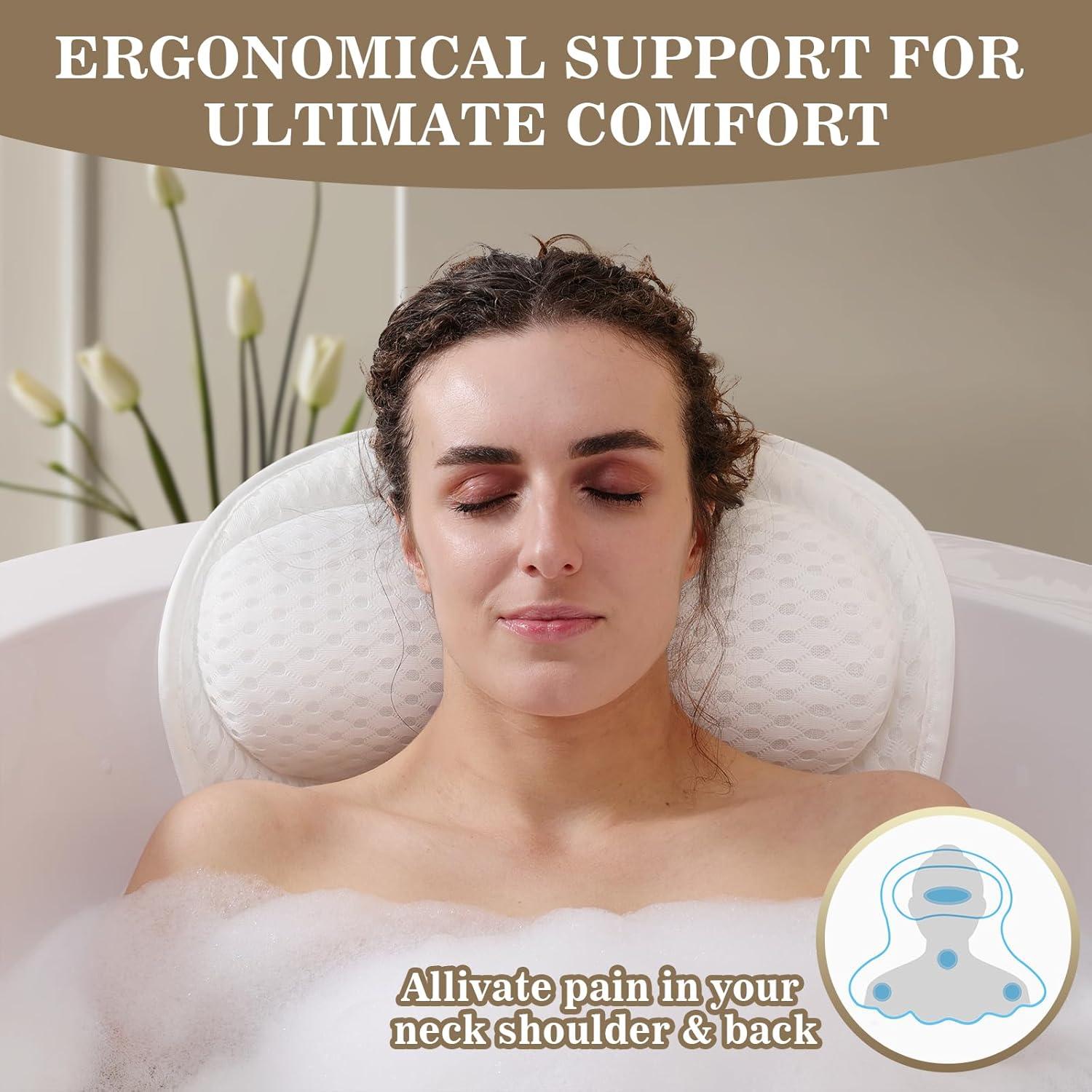 Almohada de Baño Binobella Blanca con Ventosas Antideslizantes