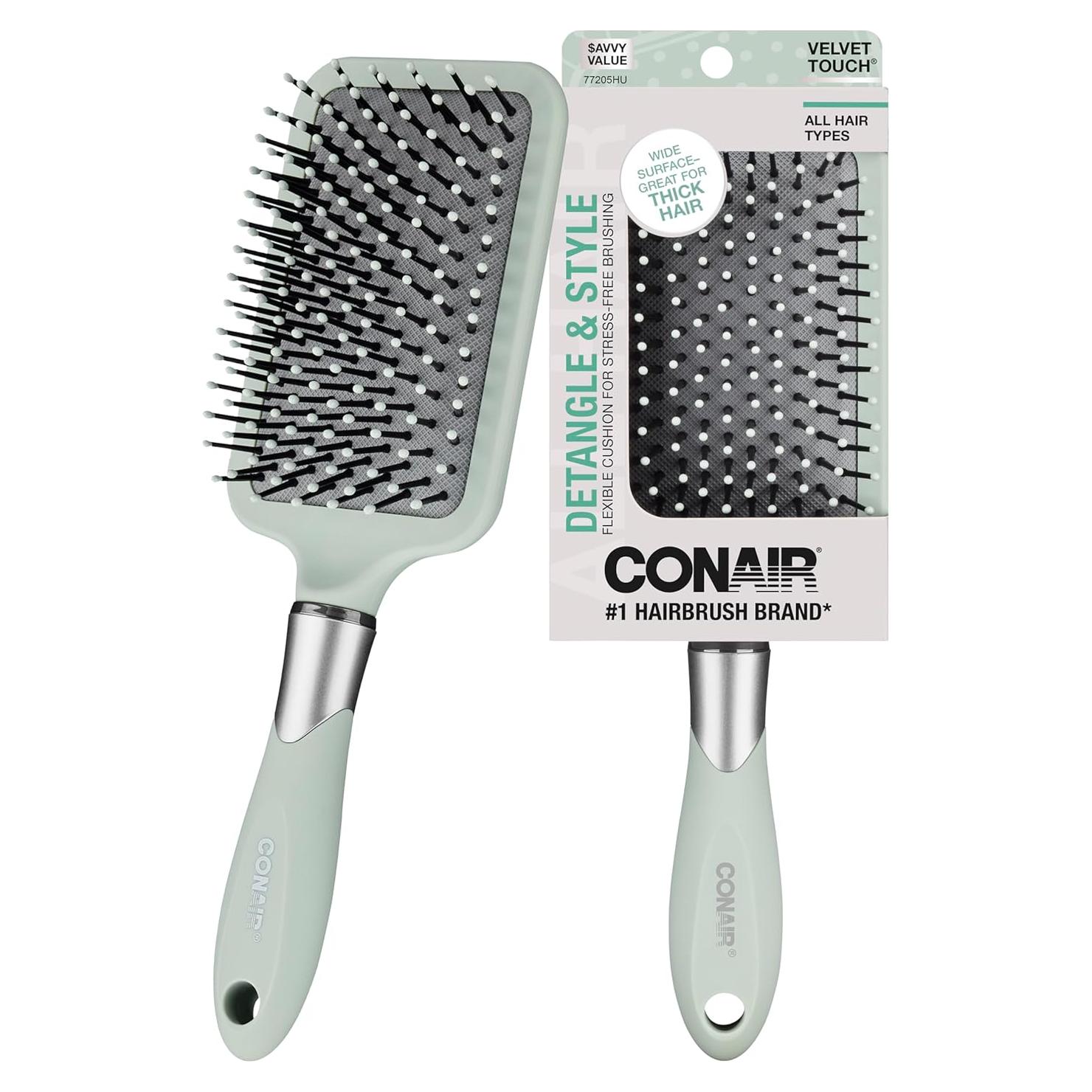 Cepillo Paddle Conair Velvet Touch Verde Salvia - Desenredante