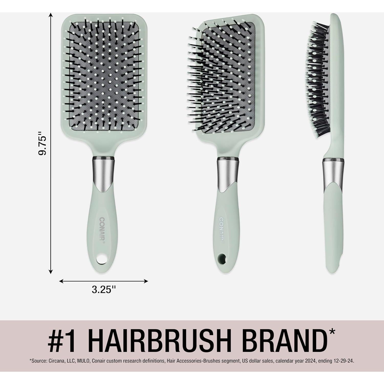 Cepillo Paddle Conair Velvet Touch Verde Salvia - Desenredante