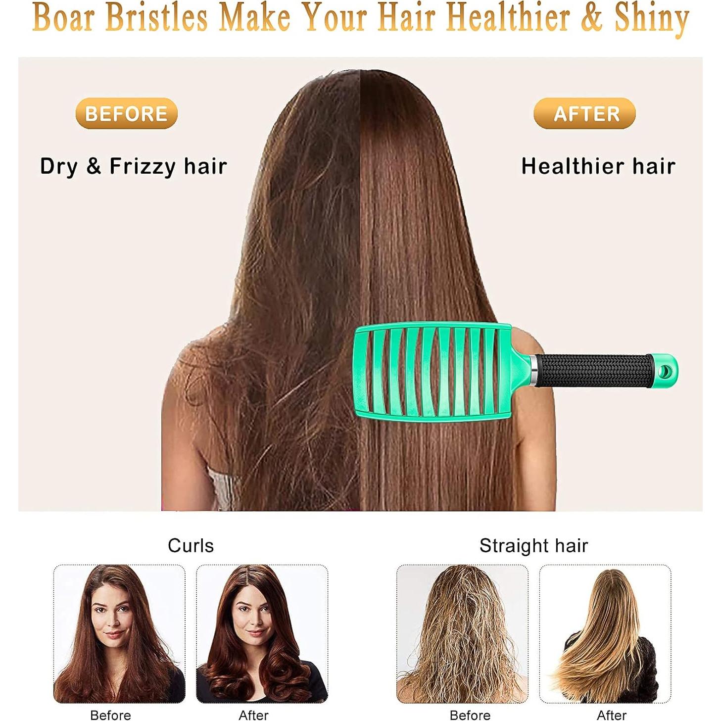 Cepillo Desenredante KTKUDY Verde Claro para Todo Tipo de Cabello