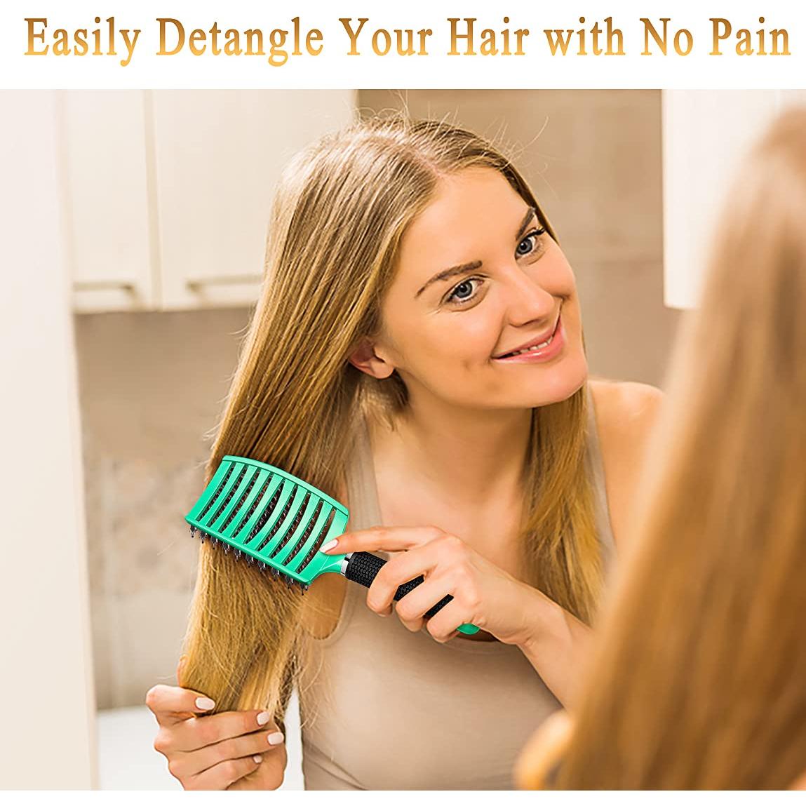 Cepillo Desenredante KTKUDY Verde Claro para Todo Tipo de Cabello