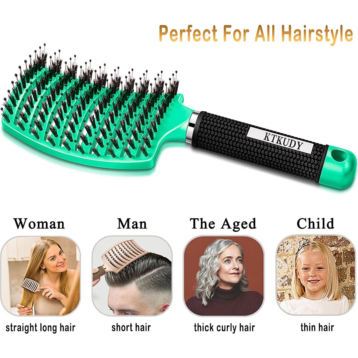 Cepillo Desenredante KTKUDY Verde Claro para Todo Tipo de Cabello