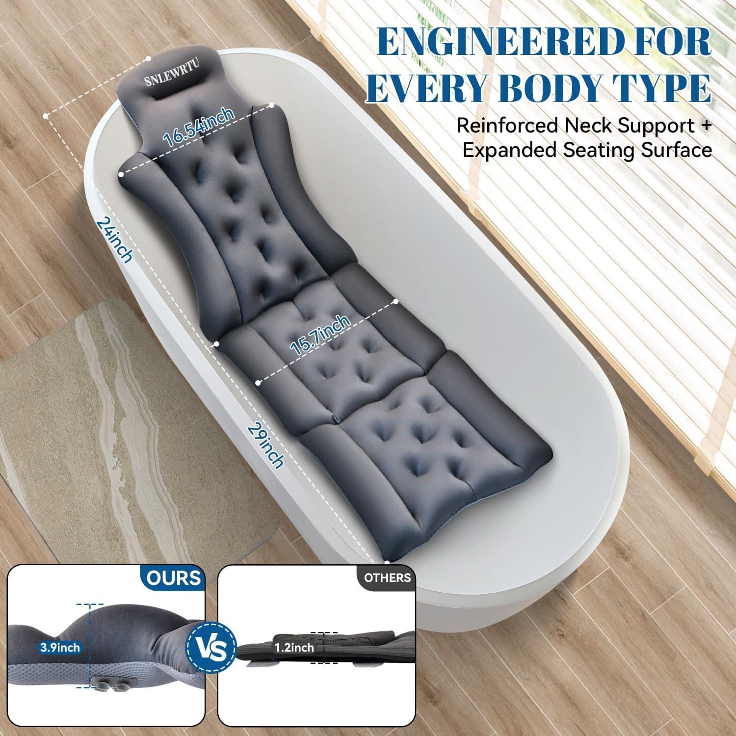 Almohada de Baño de Cuerpo Completo Snlewrtu Gris 132x42 cm