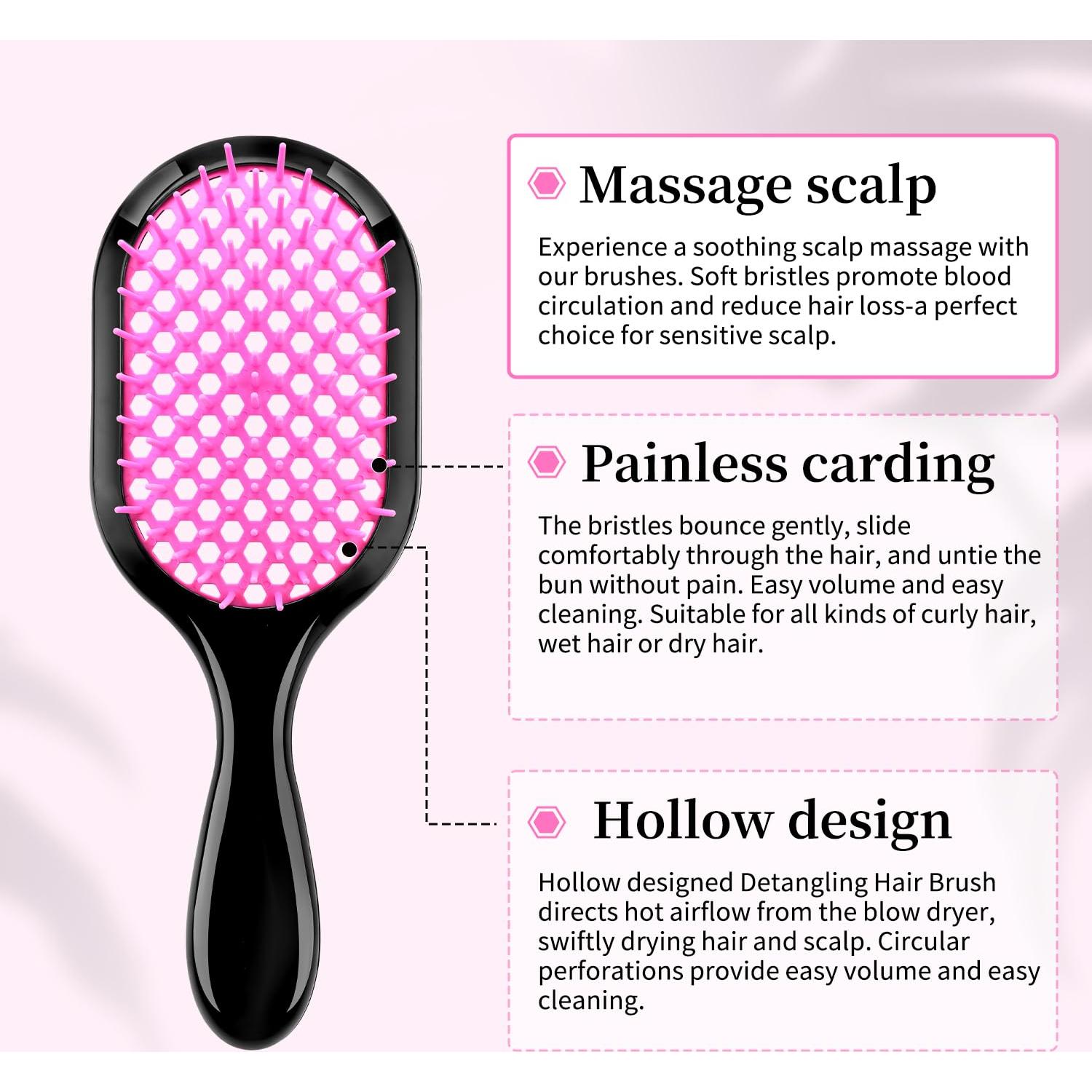 Cepillo Desenredante Rosa y Morado - Paquete de 2 Unidades