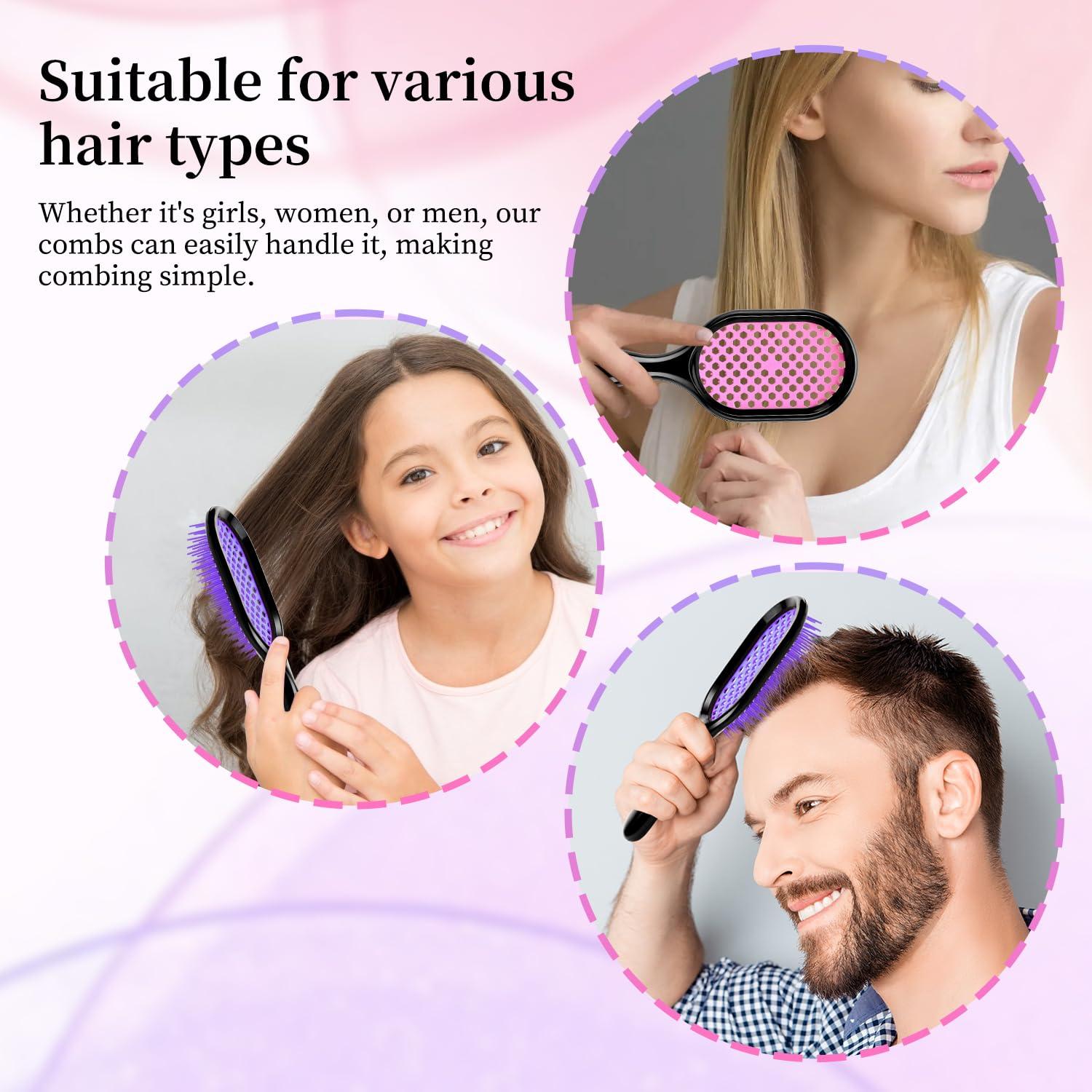 Cepillo Desenredante Rosa y Morado - Paquete de 2 Unidades