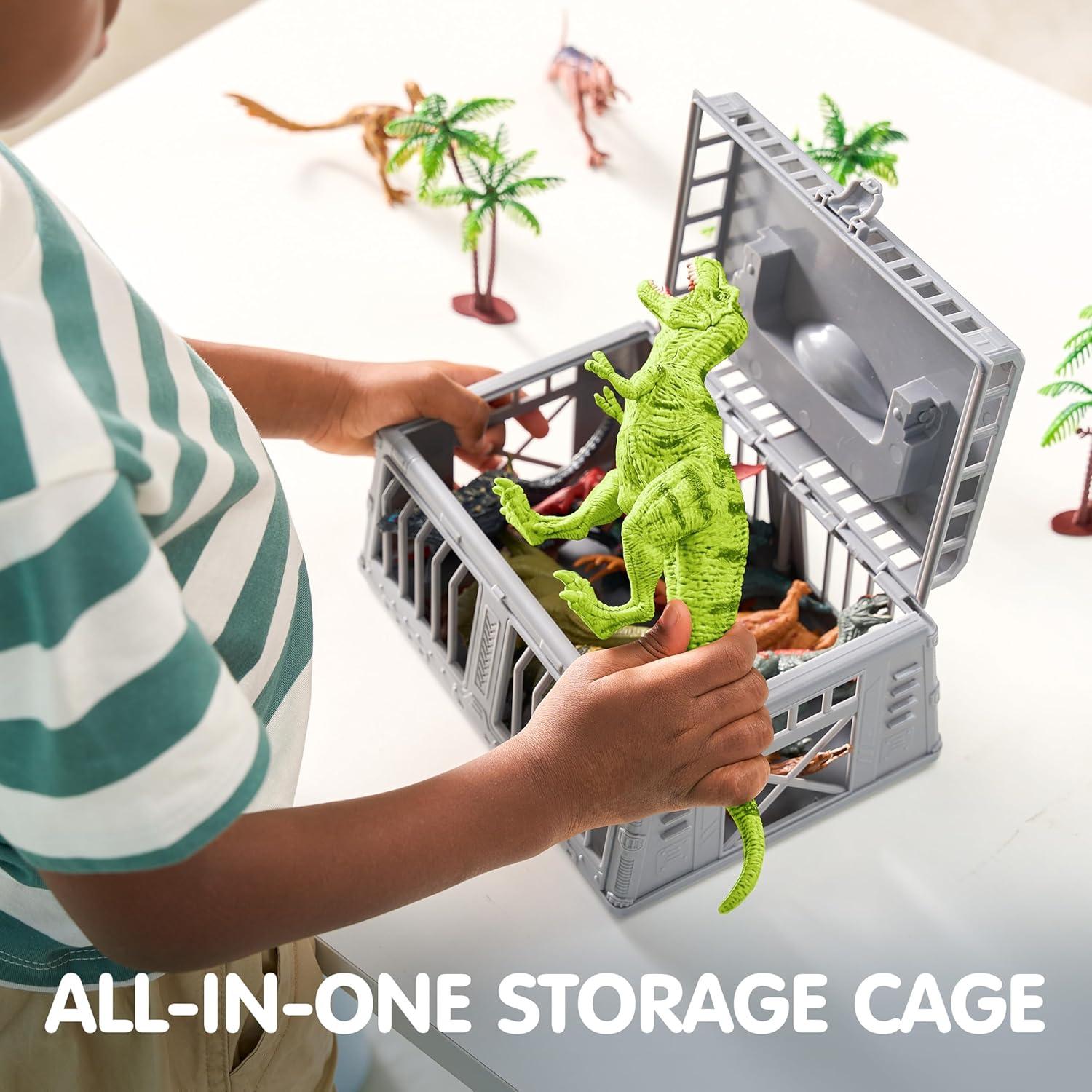 Juguetes de Dinosaurios Joyin 19 Piezas con Alfombra y Jaula